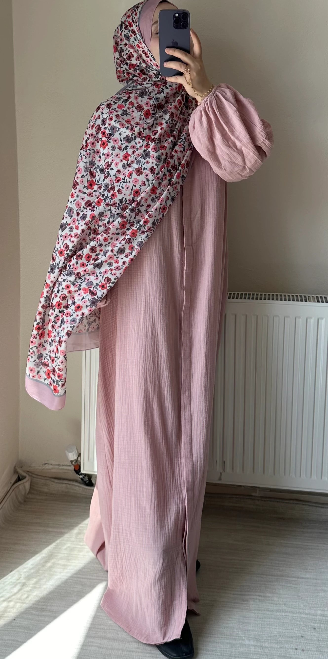 Muslin Dress with Patterned Shawl