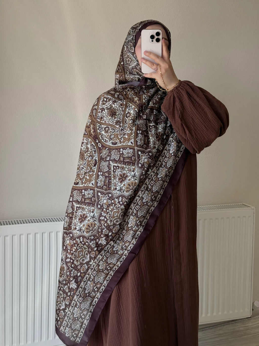 Muslin Dress with Patterned Shawl