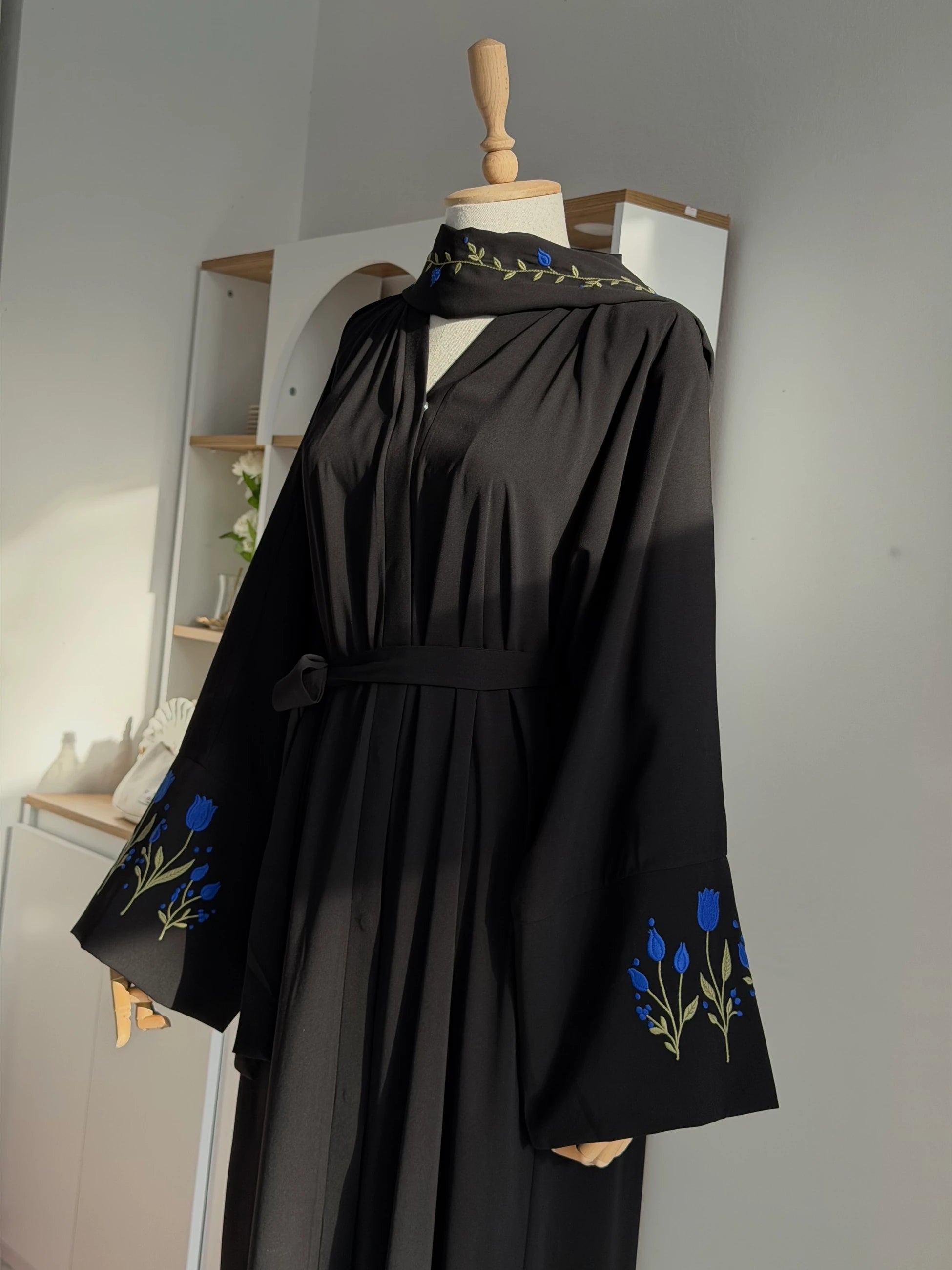 Embroidered Tulip Abaya + Shawl