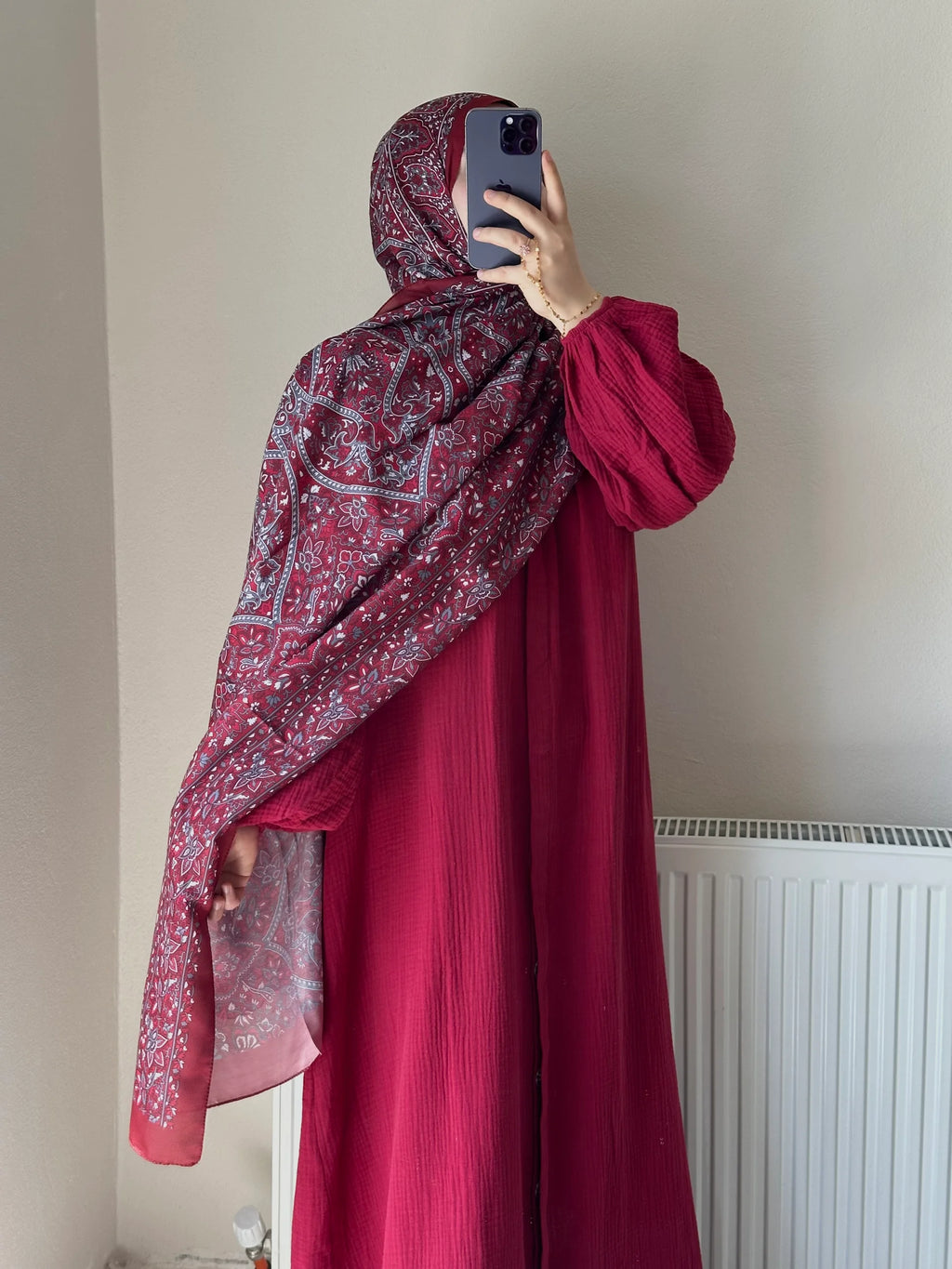 Muslin Dress with Patterned Shawl