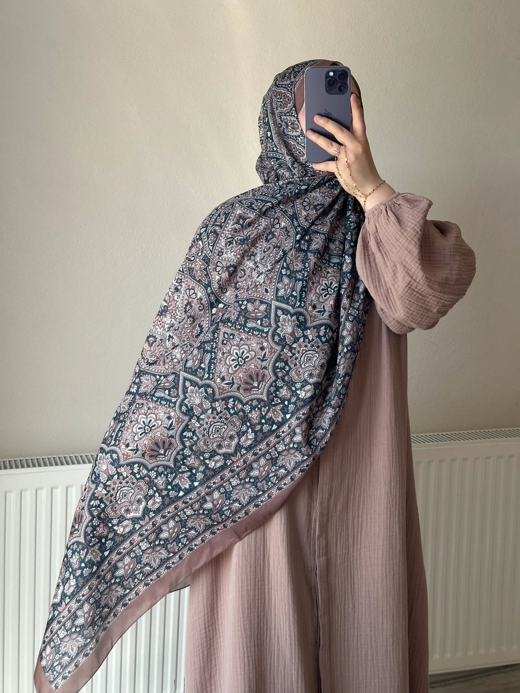 Muslin Dress with Patterned Shawl