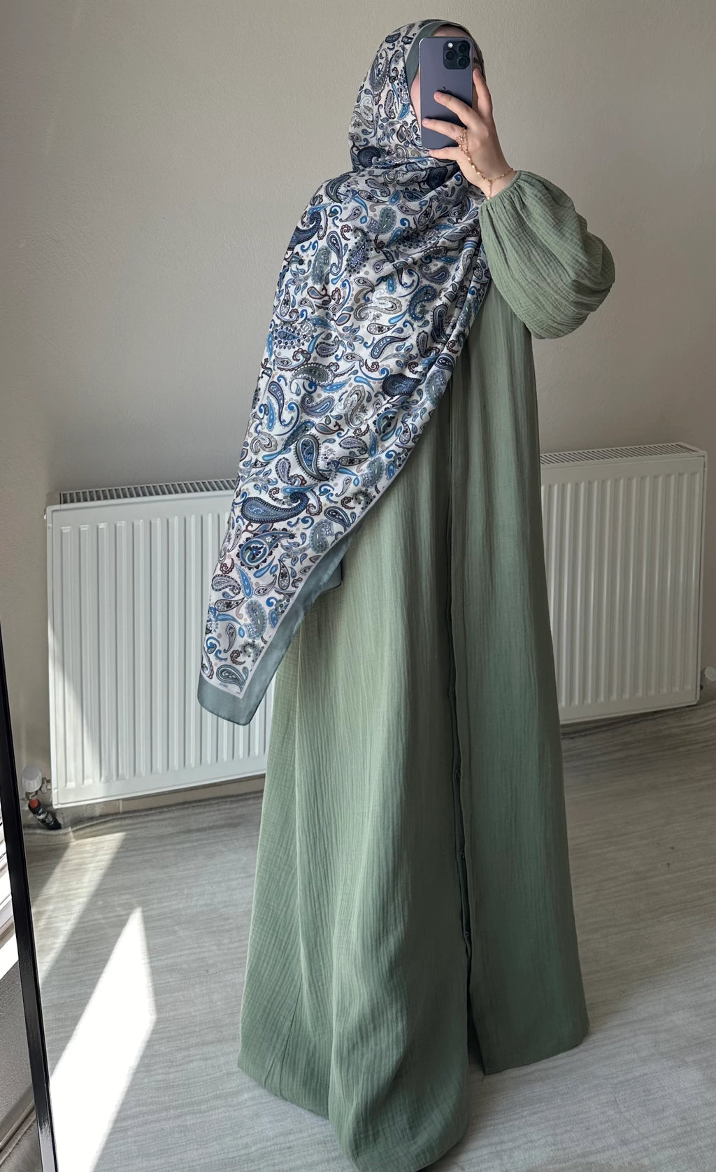 Muslin Dress with Patterned Shawl
