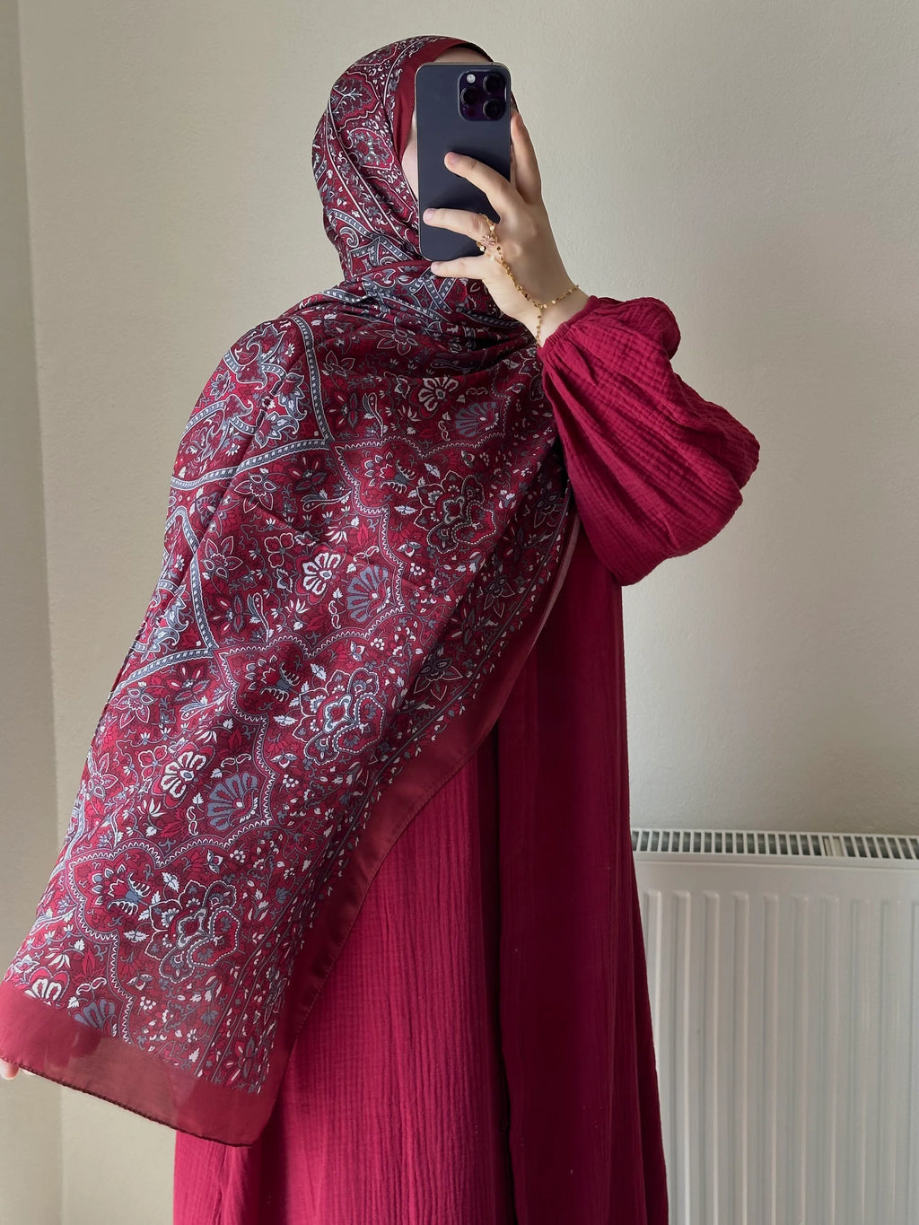 Muslin Dress with Patterned Shawl
