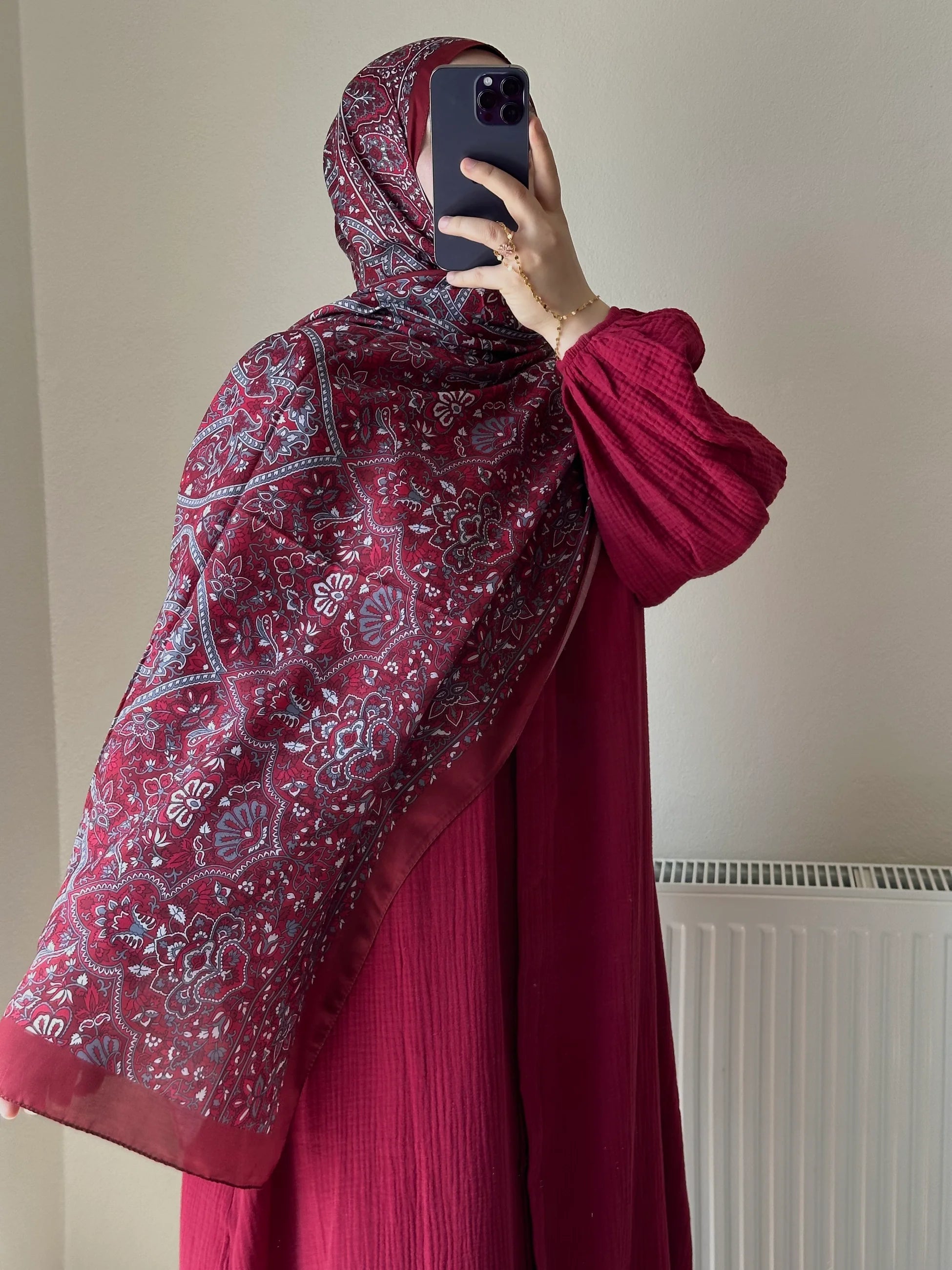 Muslin Dress with Patterned Shawl