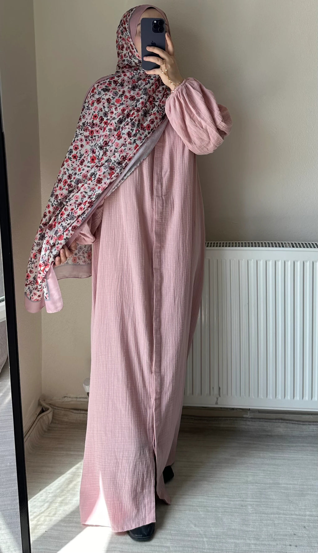 Muslin Dress with Patterned Shawl