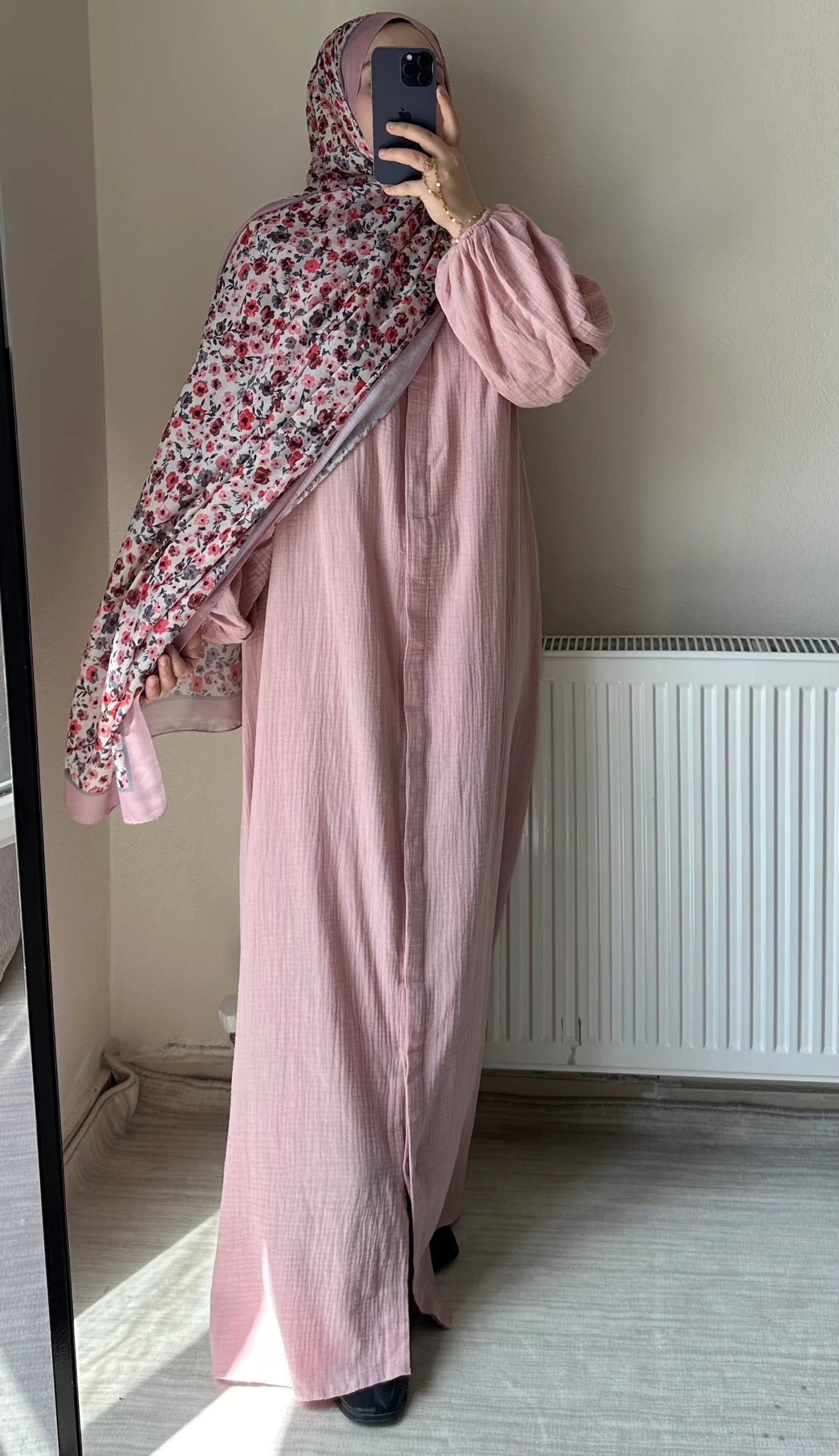 Muslin Dress with Patterned Shawl
