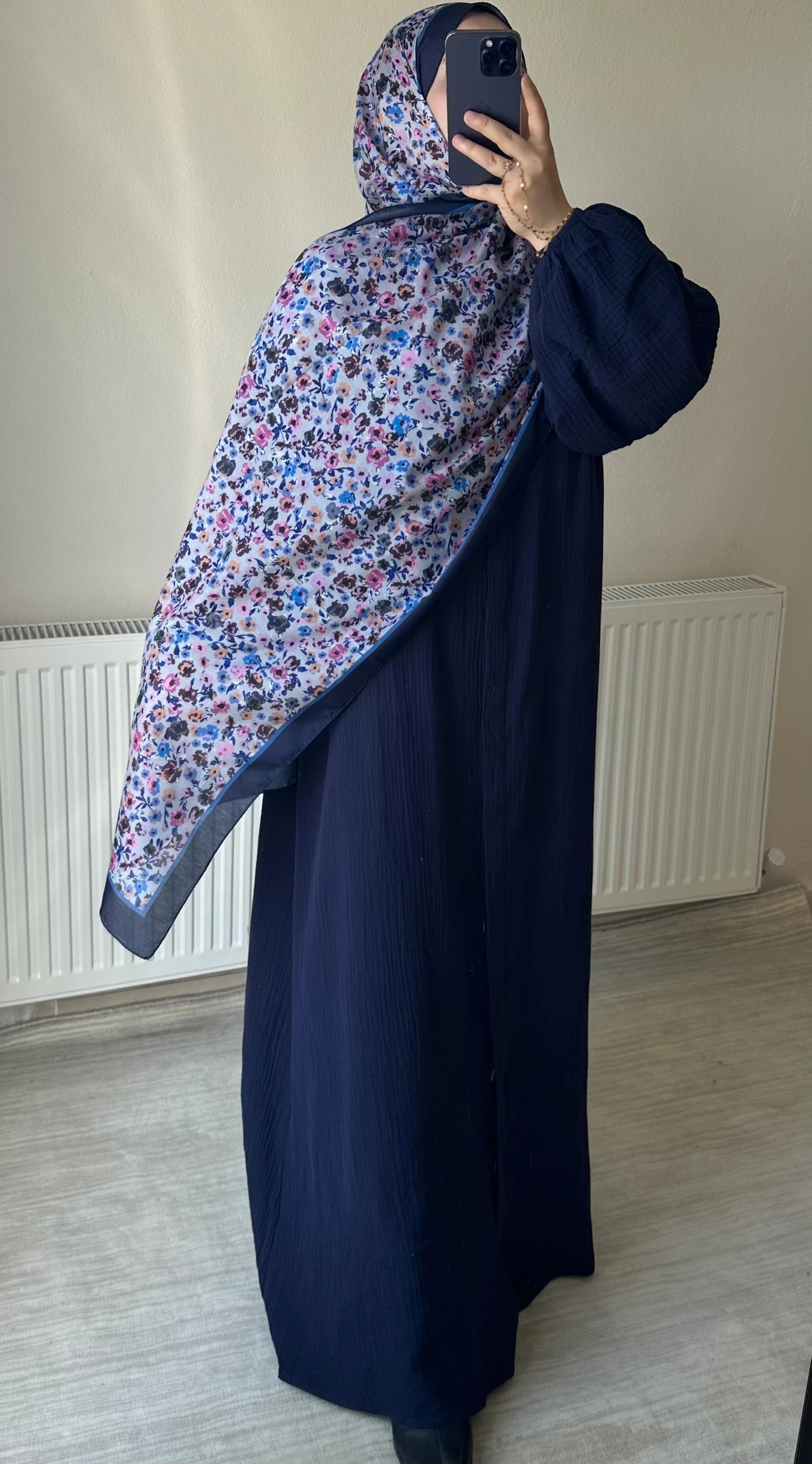Muslin Dress with Patterned Shawl