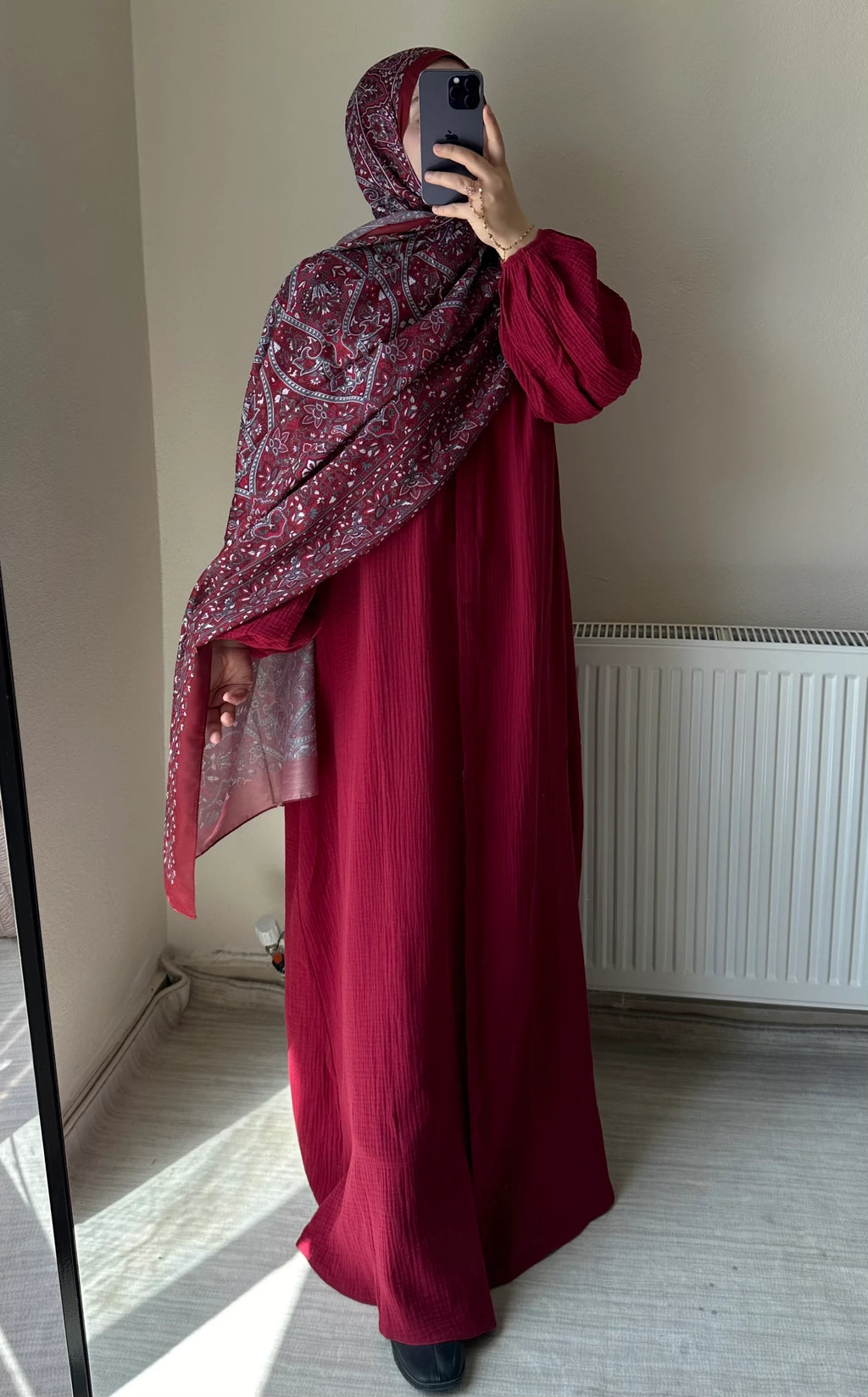 Muslin Dress with Patterned Shawl