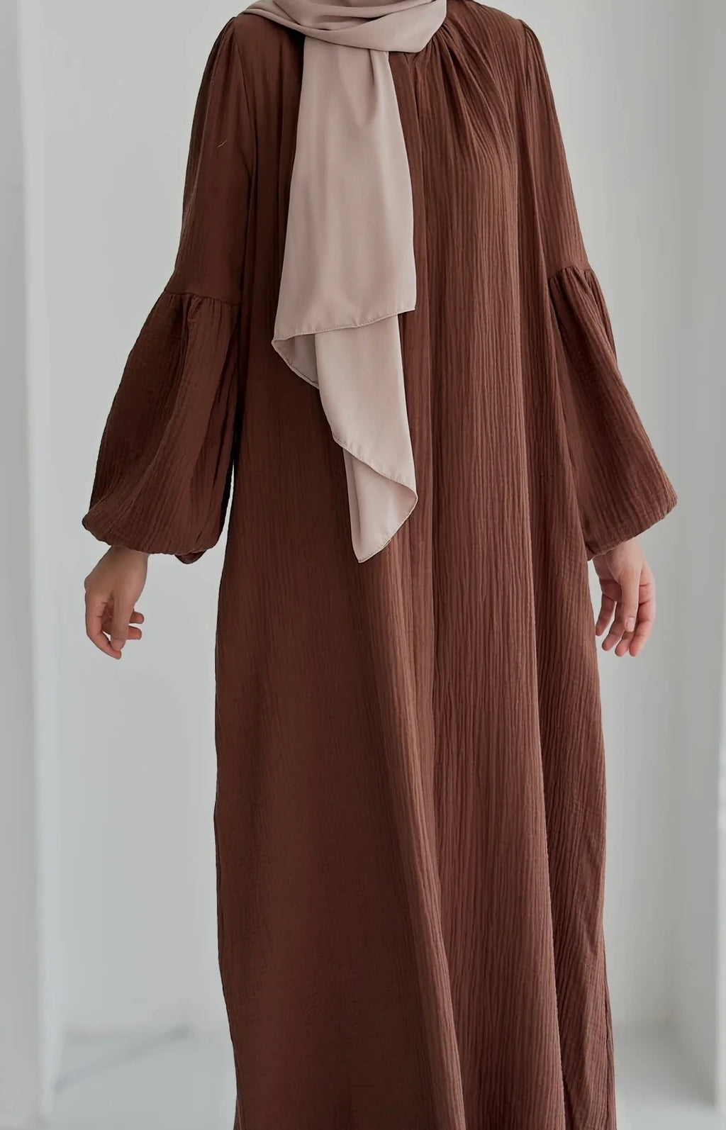 Muslin Dress with Patterned Shawl