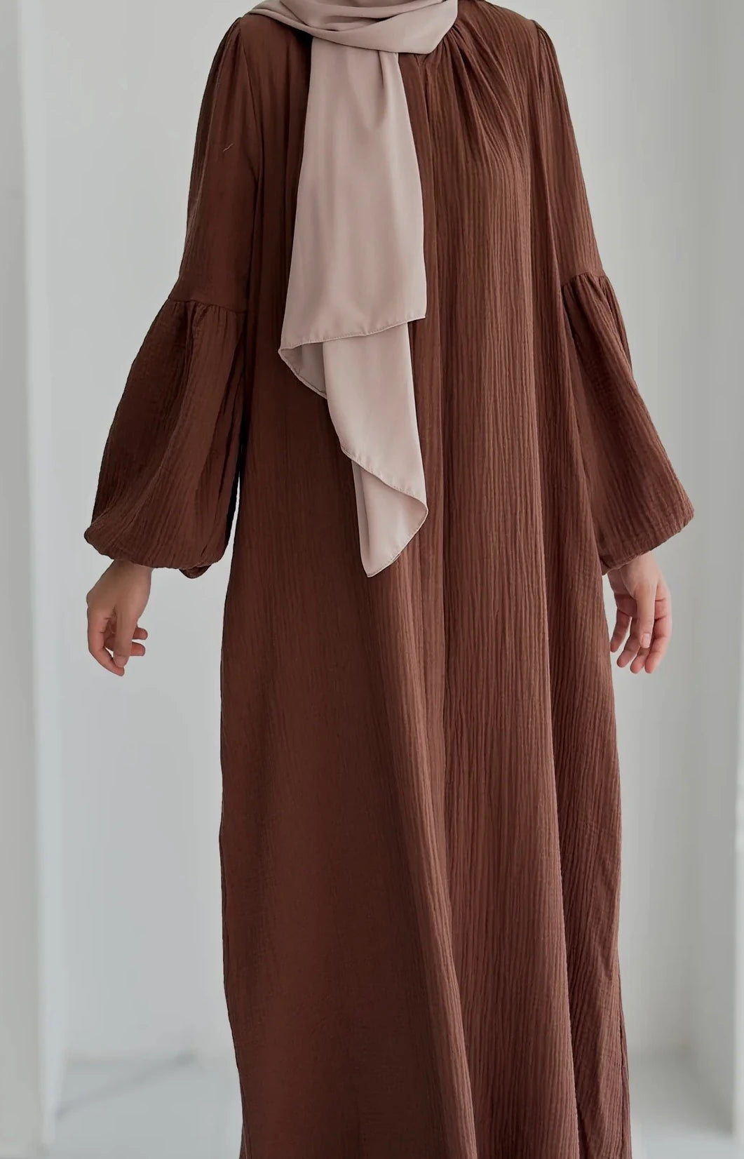 Muslin Dress with Patterned Shawl