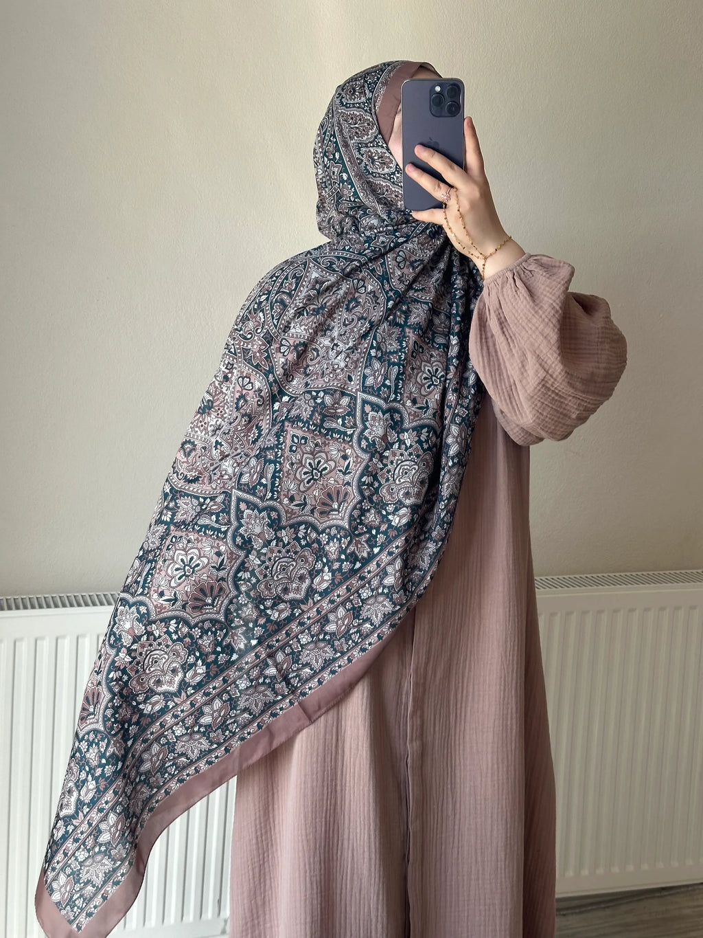 Muslin Dress with Patterned Shawl