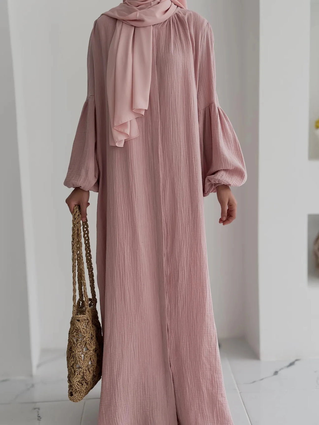 Muslin Dress with Patterned Shawl