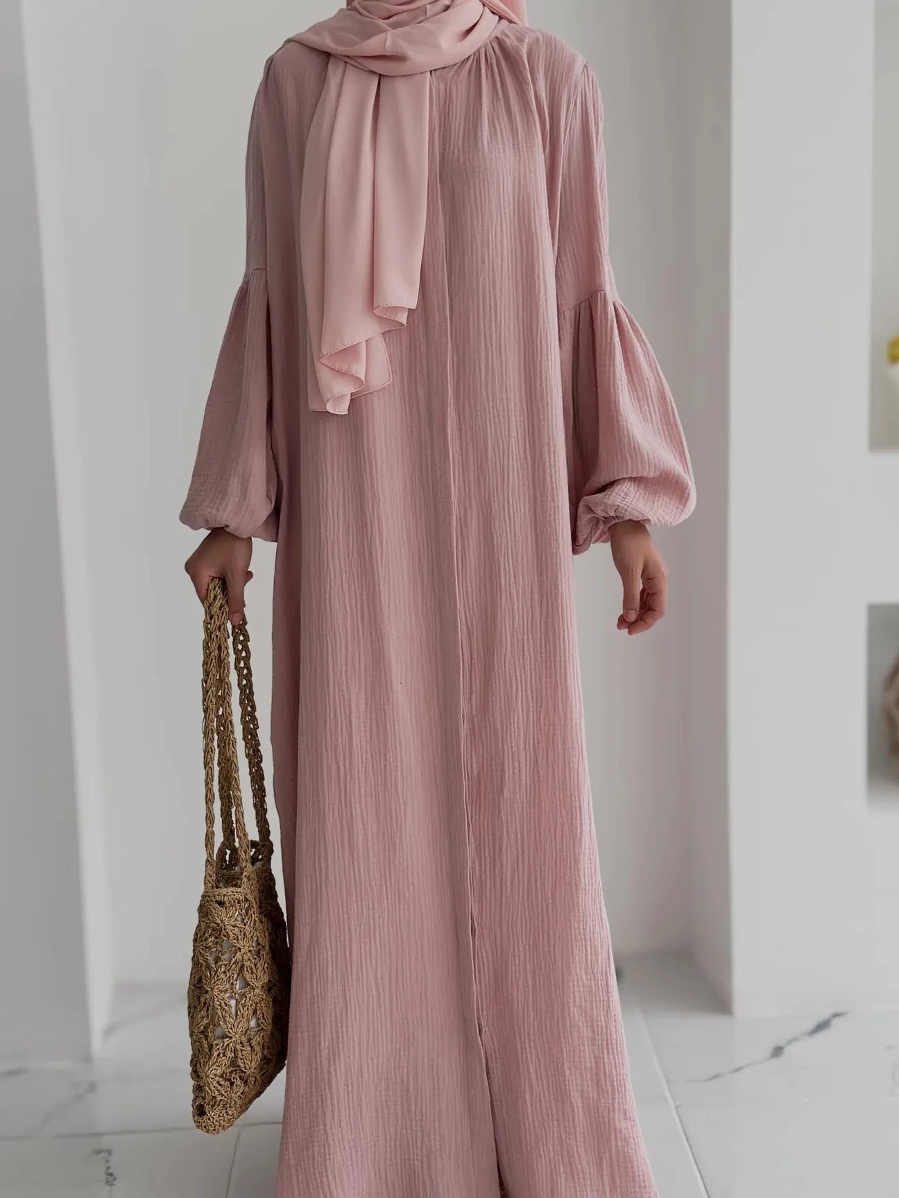 Muslin Dress with Patterned Shawl