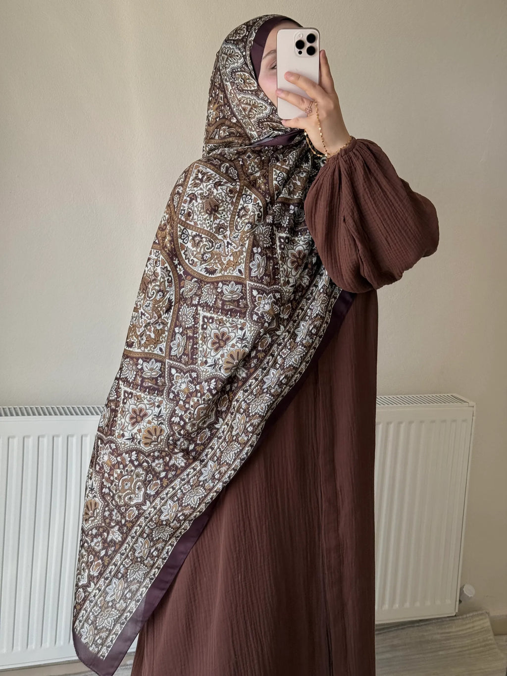 Muslin Dress with Patterned Shawl