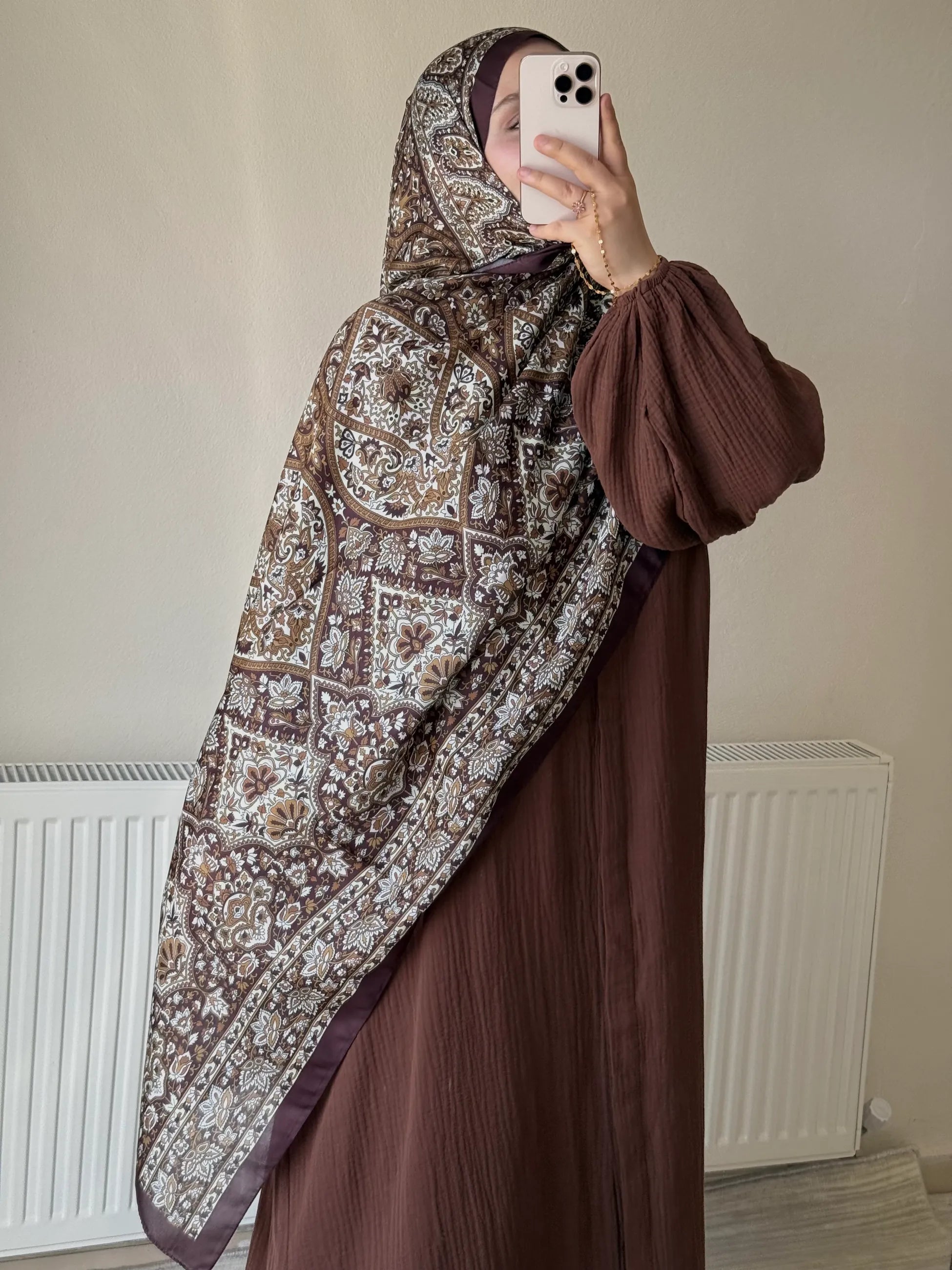 Muslin Dress with Patterned Shawl