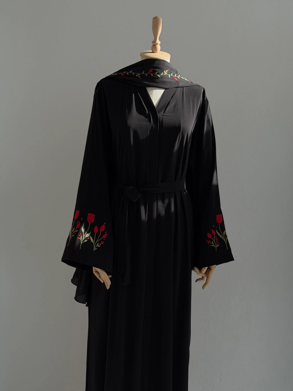 Embroidered Tulip Abaya + Shawl