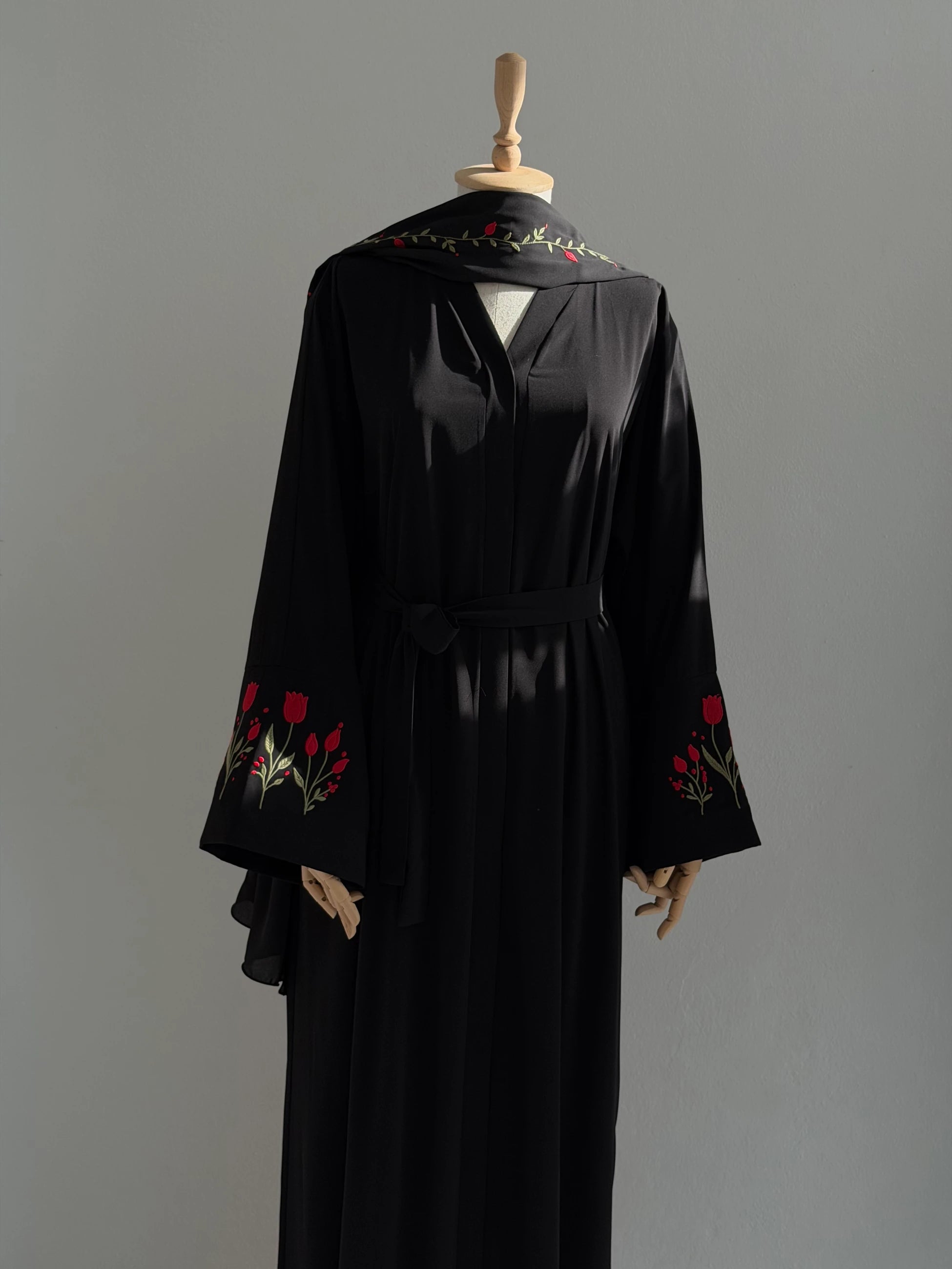 Embroidered Tulip Abaya + Shawl