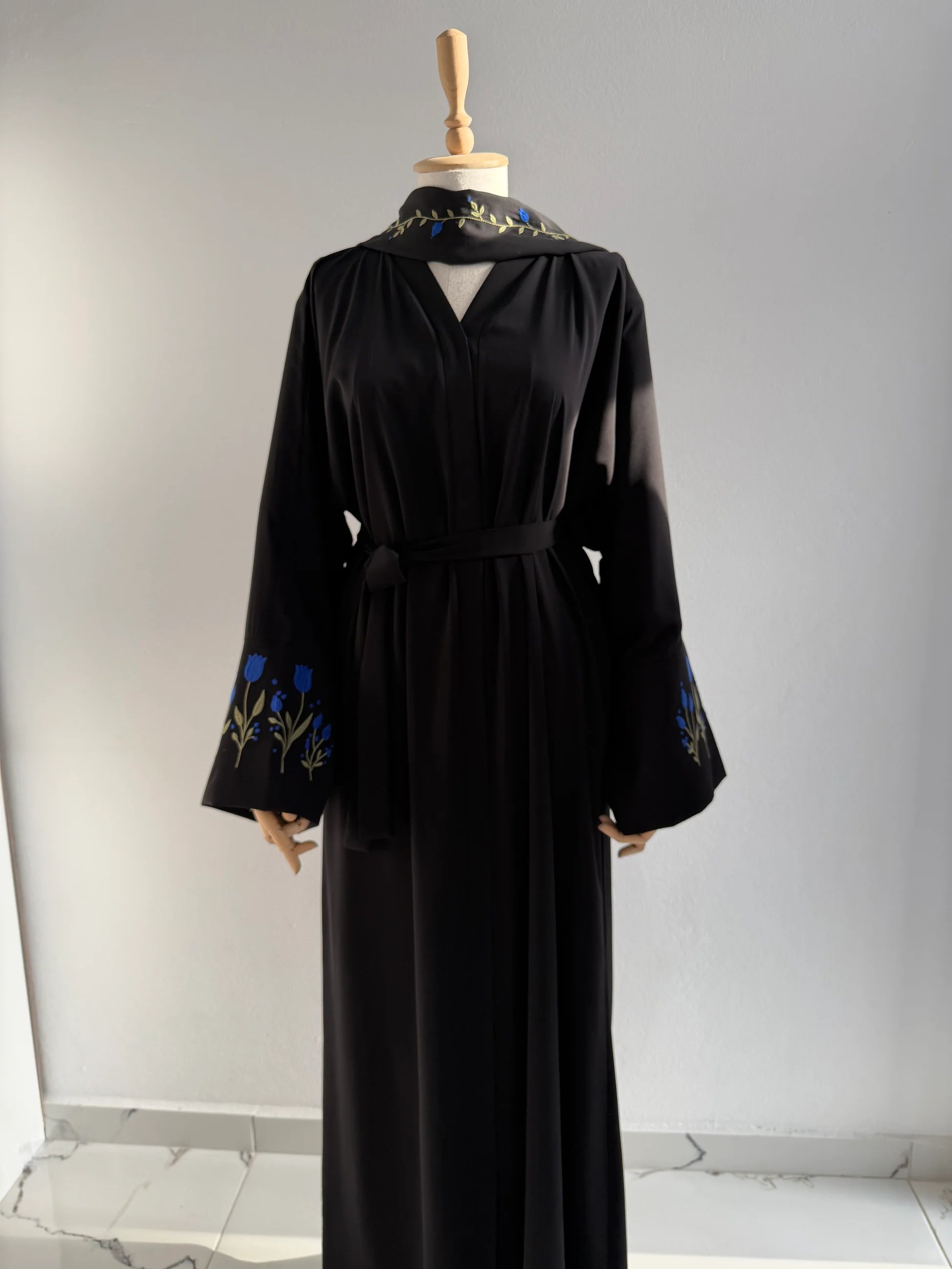 Embroidered Tulip Abaya + Shawl