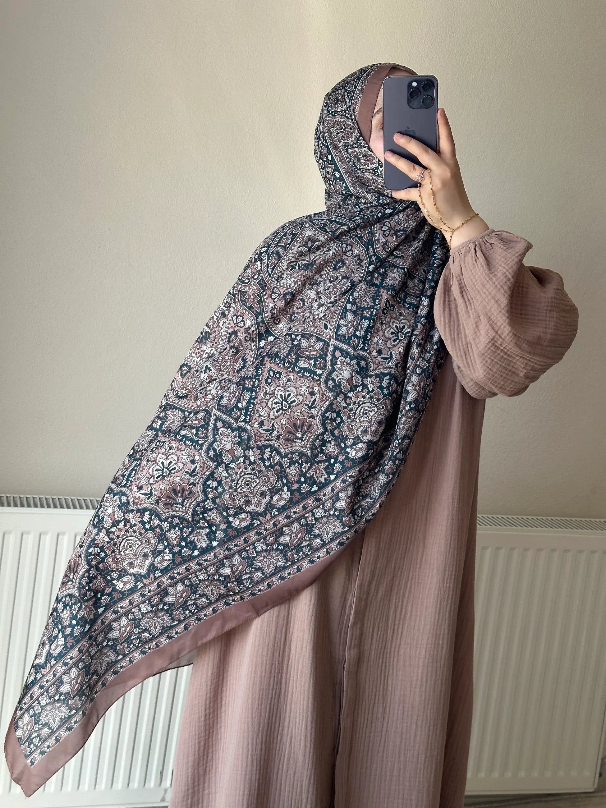 Muslin Dress with Patterned Shawl