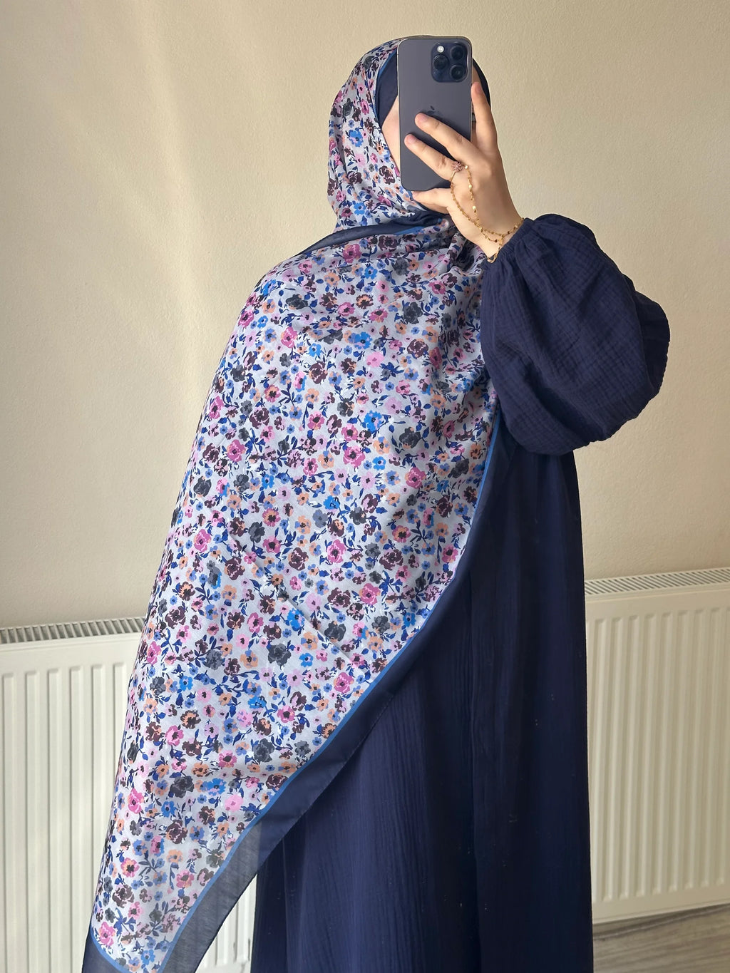 Muslin Dress with Patterned Shawl