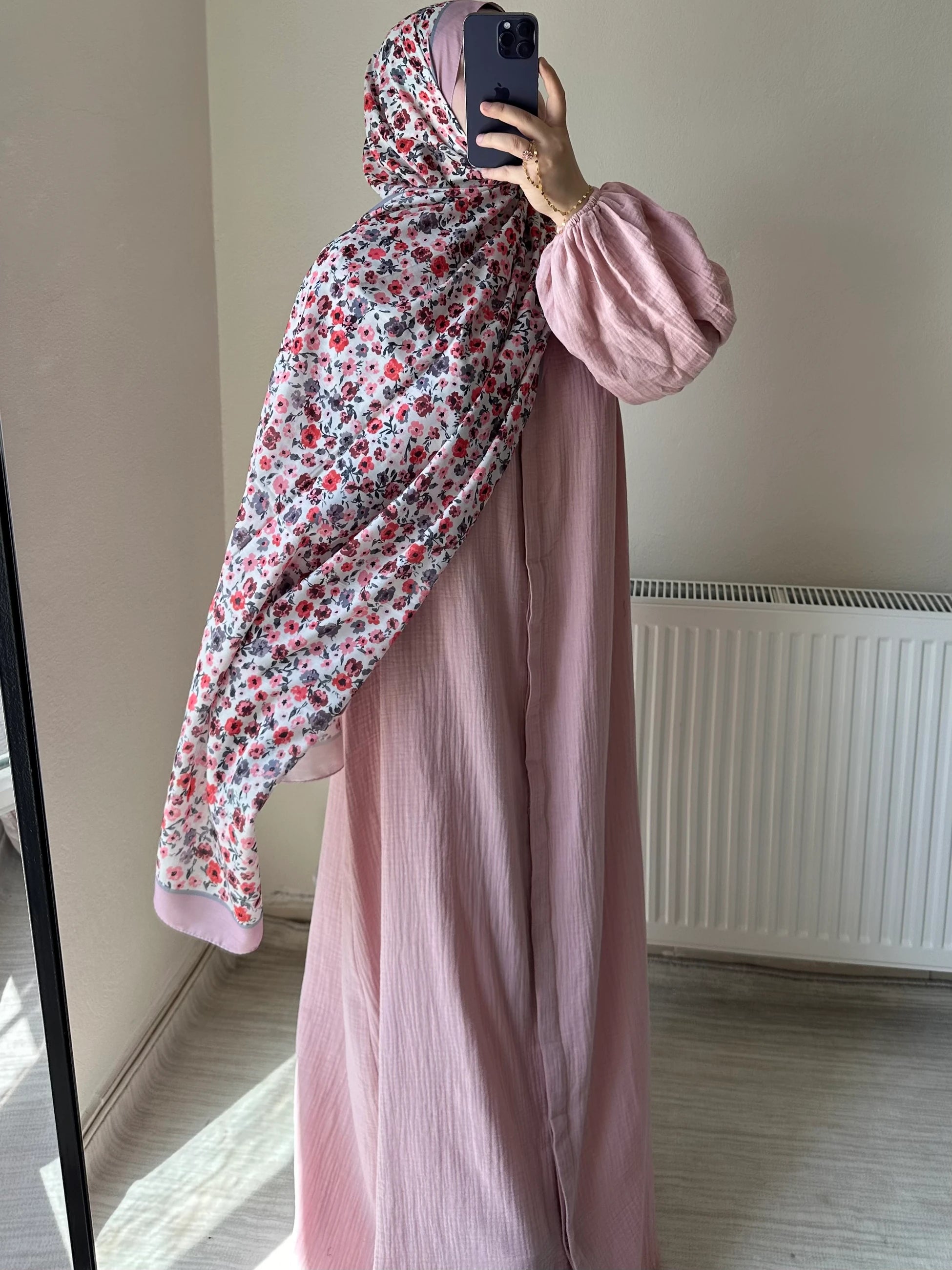 Muslin Dress with Patterned Shawl
