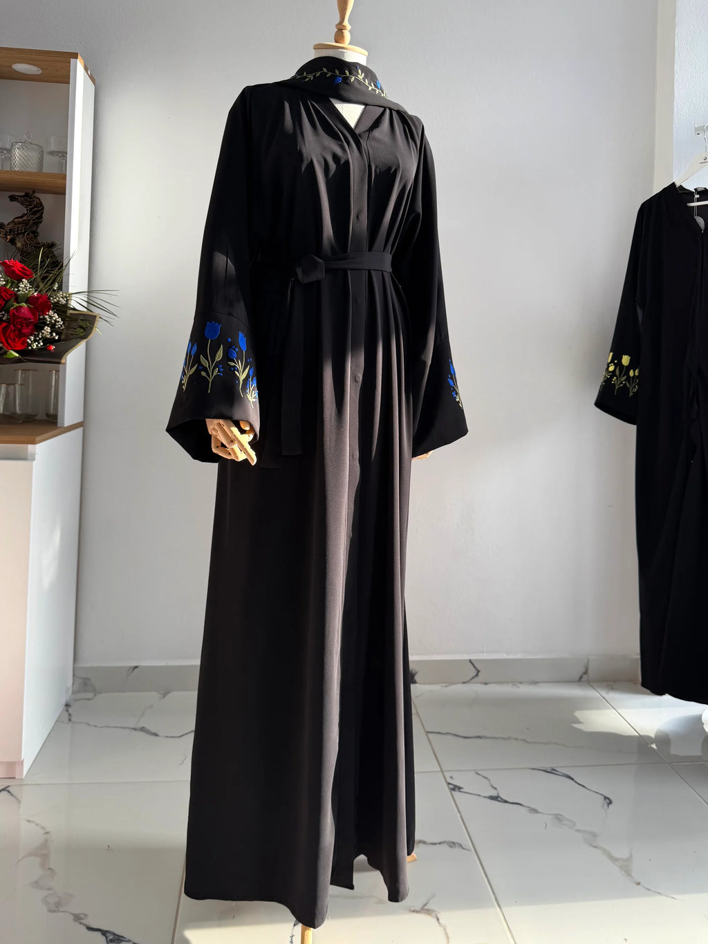 Embroidered Tulip Abaya + Shawl