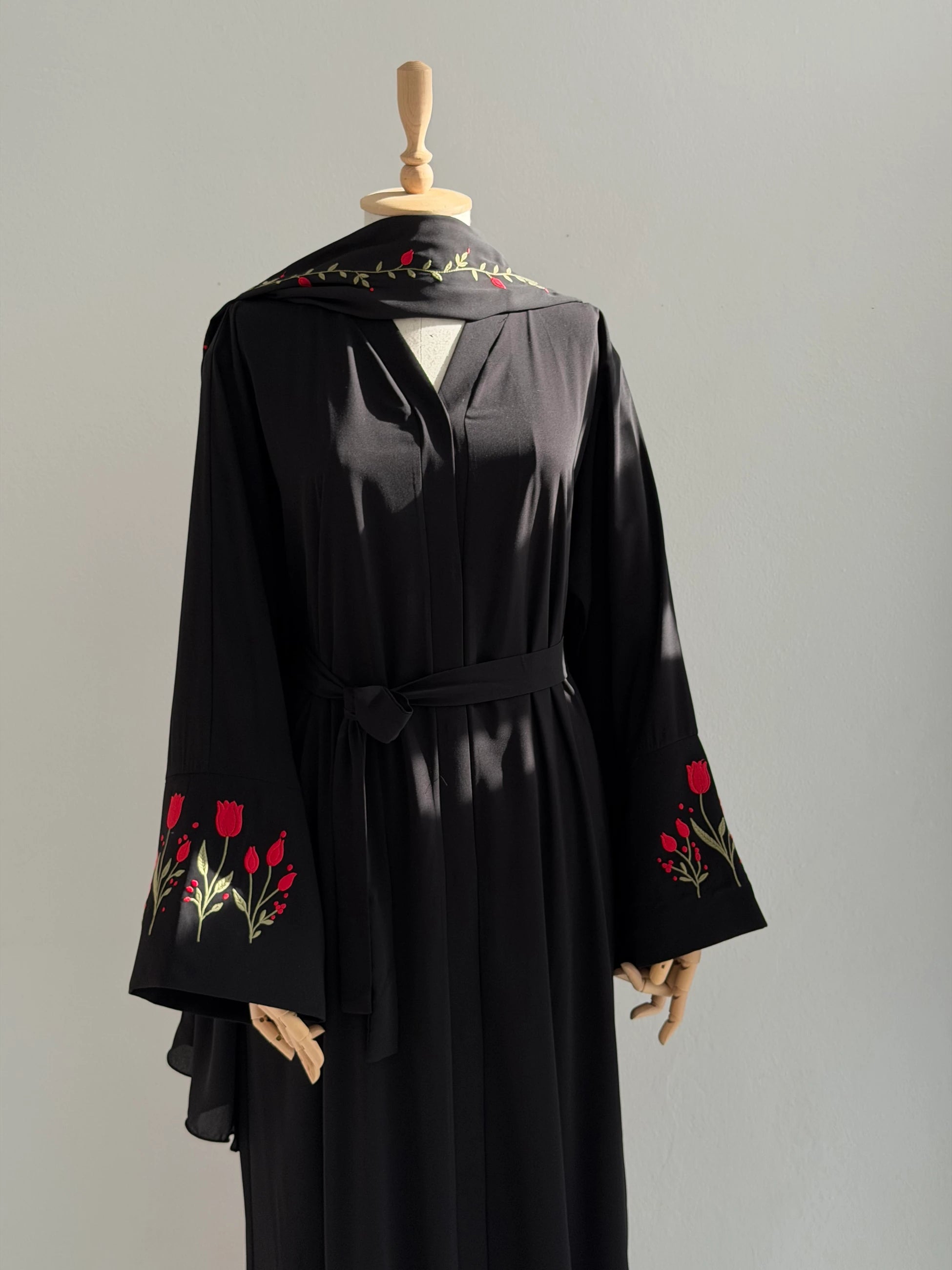 Embroidered Tulip Abaya + Shawl