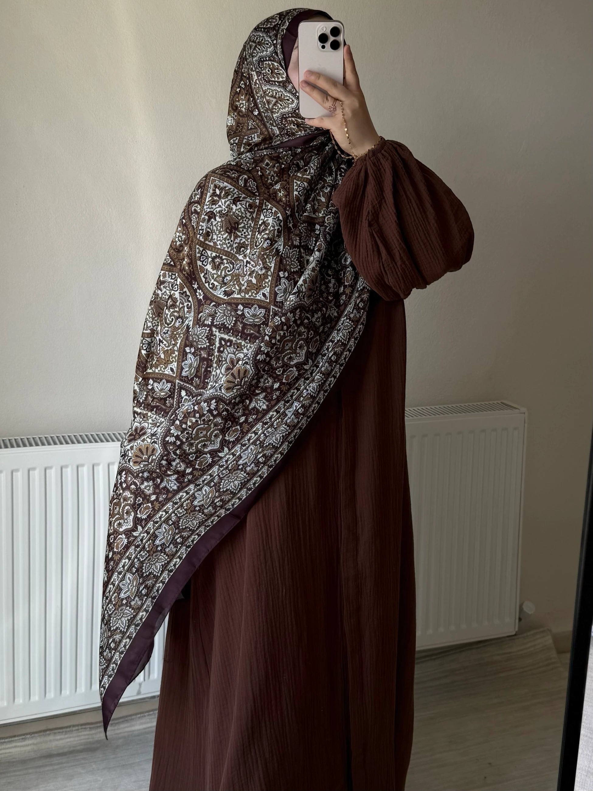 Muslin Dress with Patterned Shawl