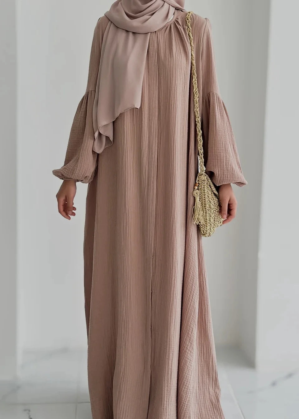 Muslin Dress with Patterned Shawl
