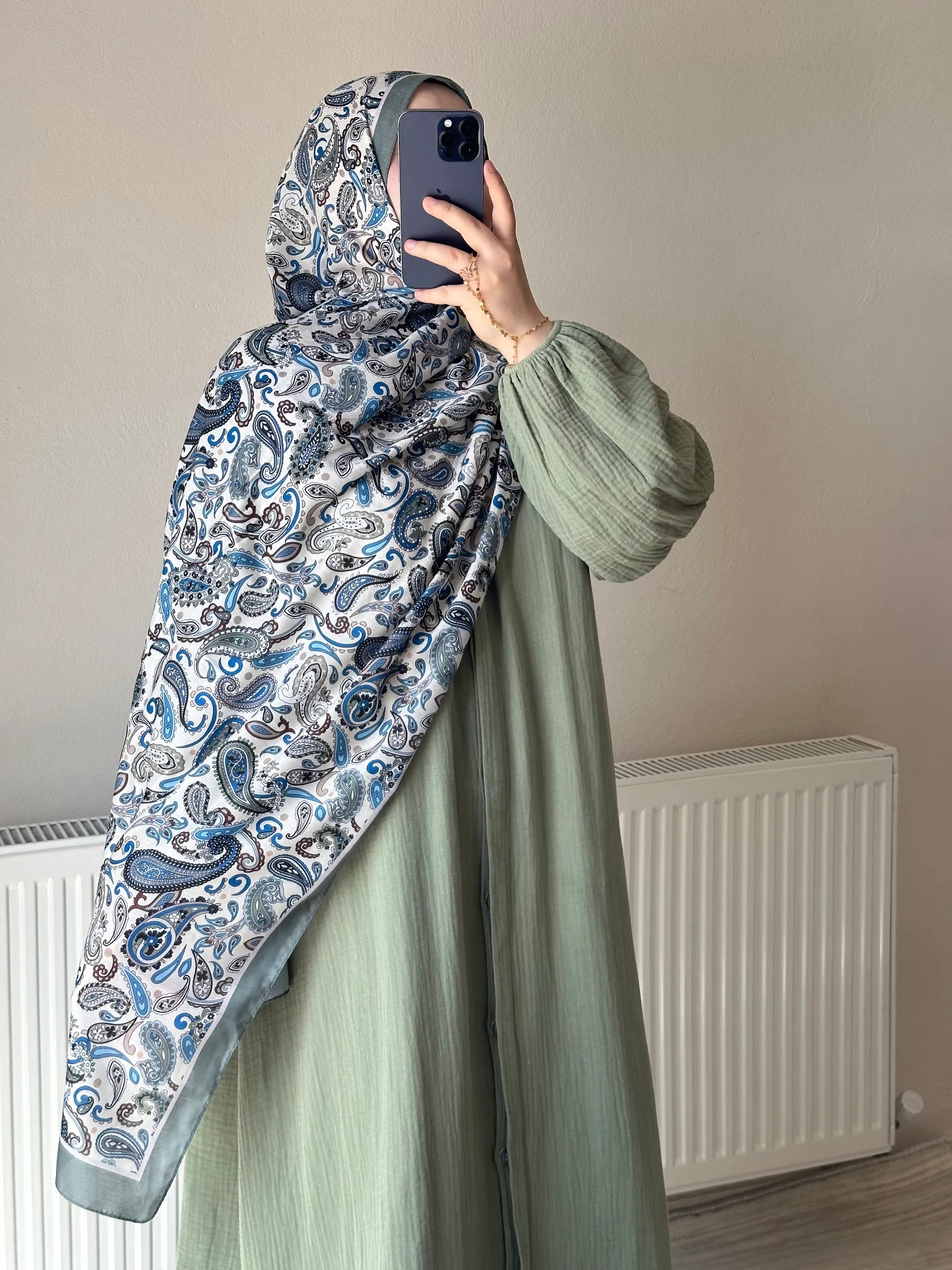 Muslin Dress with Patterned Shawl