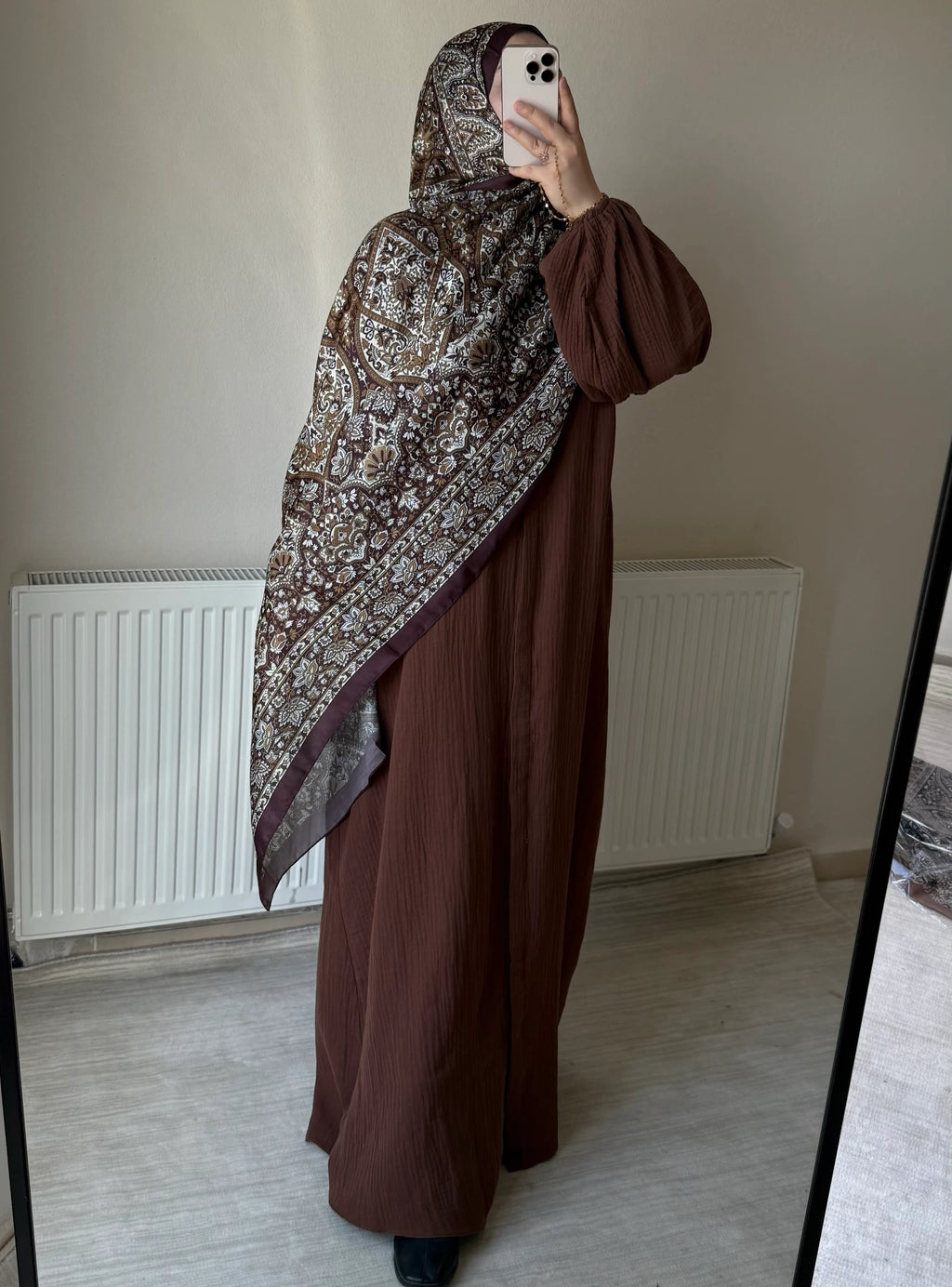 Muslin Dress with Patterned Shawl