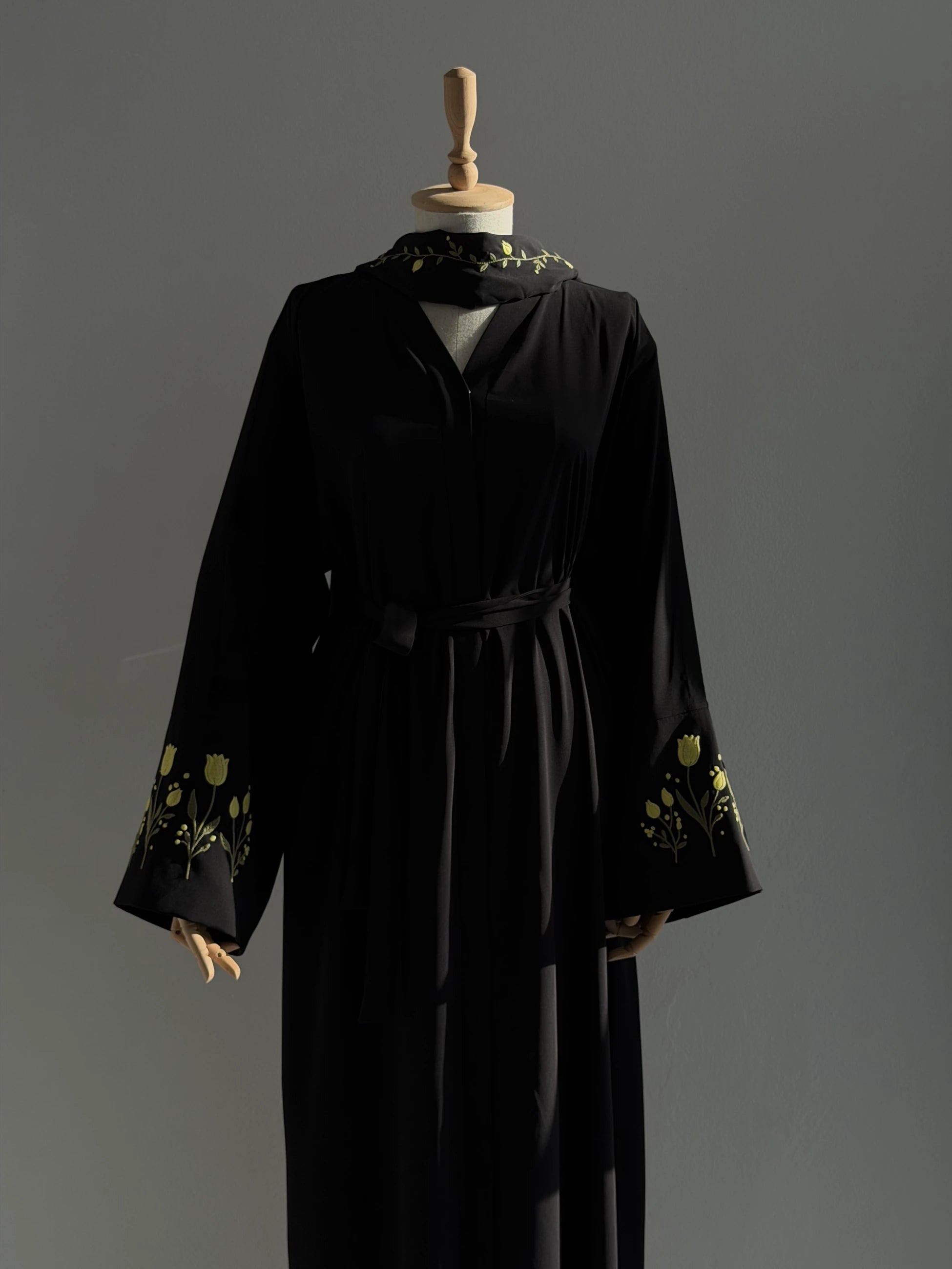 Embroidered Tulip Abaya + Shawl