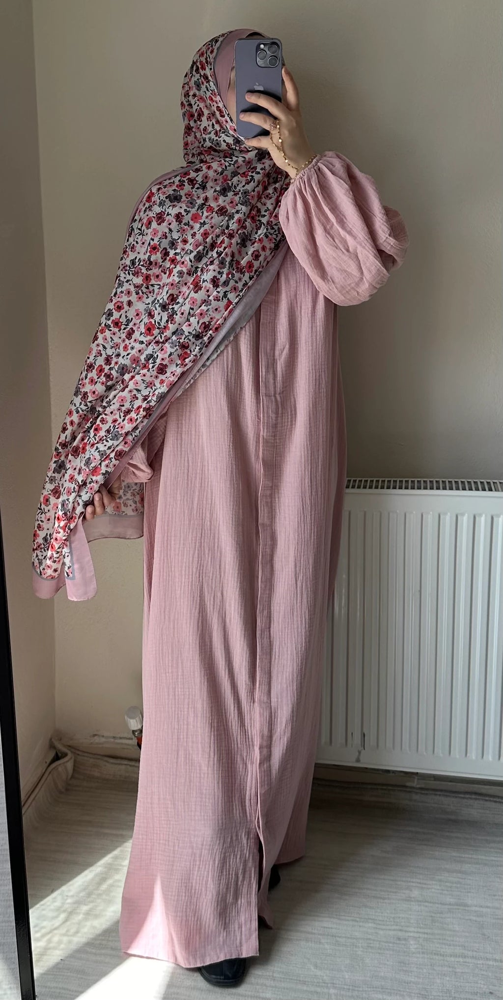 Muslin Dress with Patterned Shawl