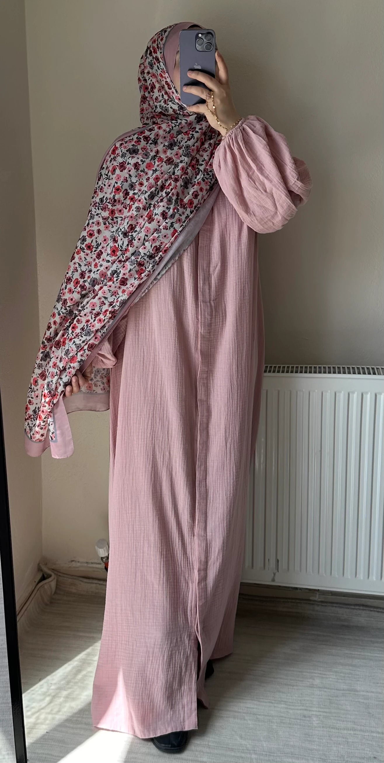Muslin Dress with Patterned Shawl
