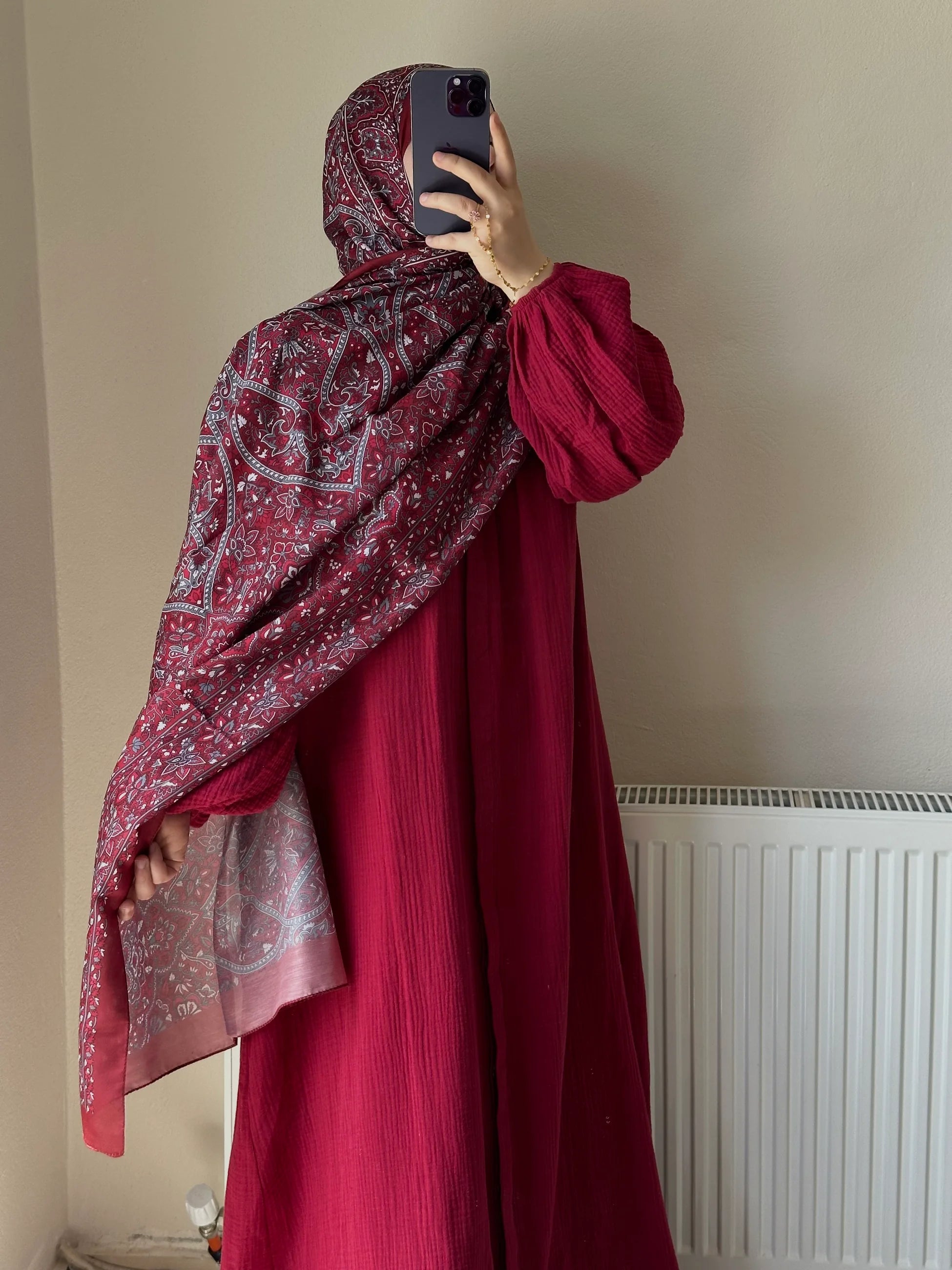Muslin Dress with Patterned Shawl