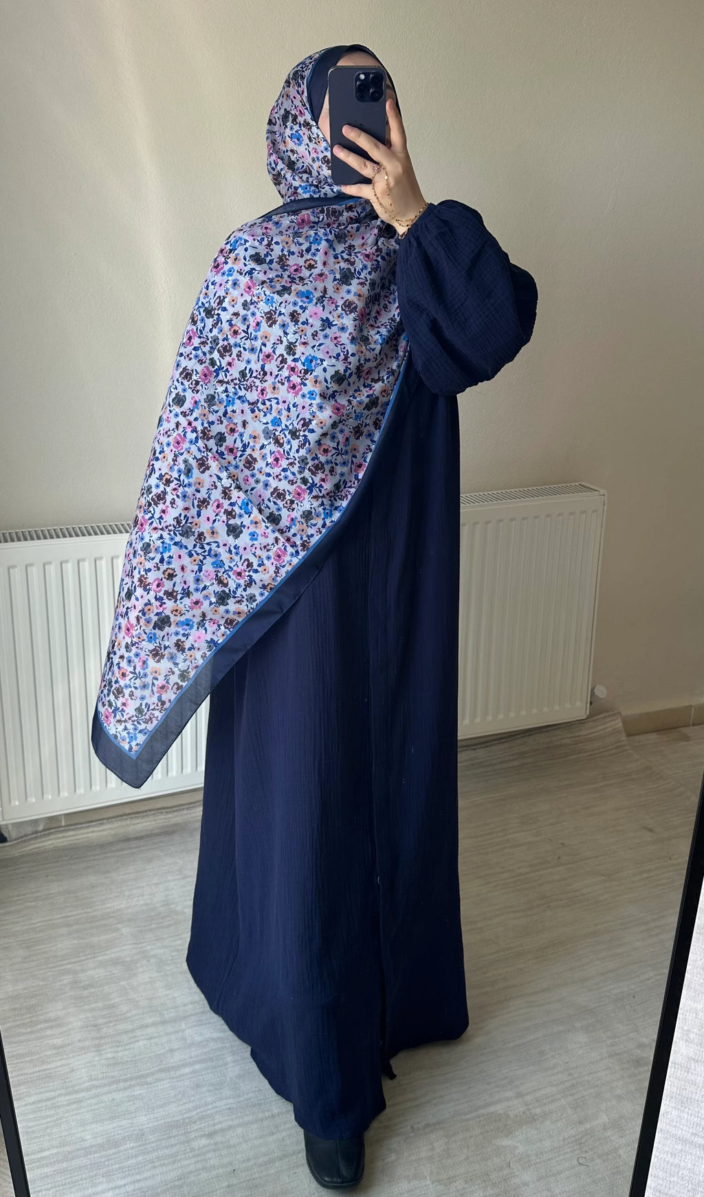 Muslin Dress with Patterned Shawl