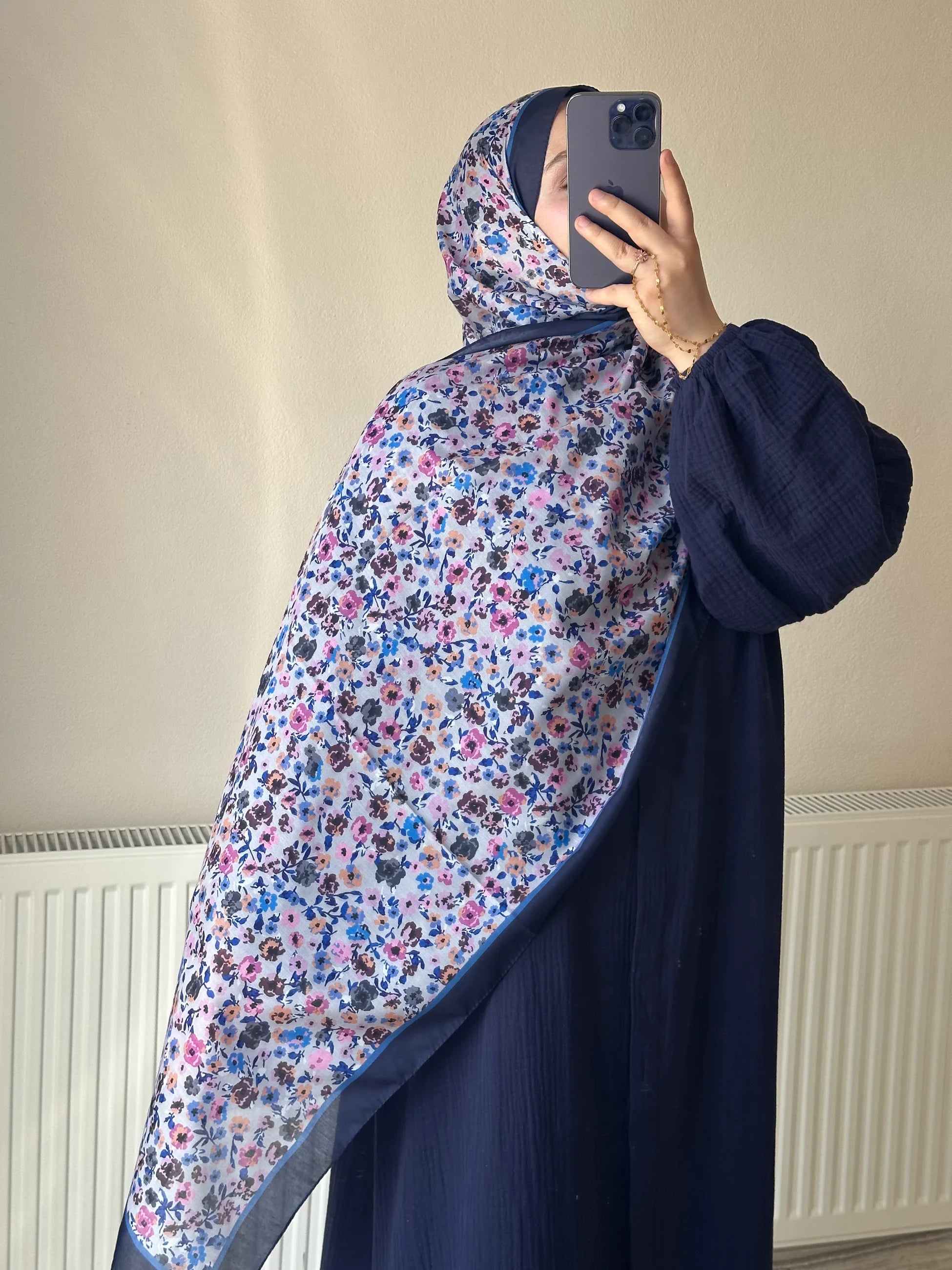 Muslin Dress with Patterned Shawl