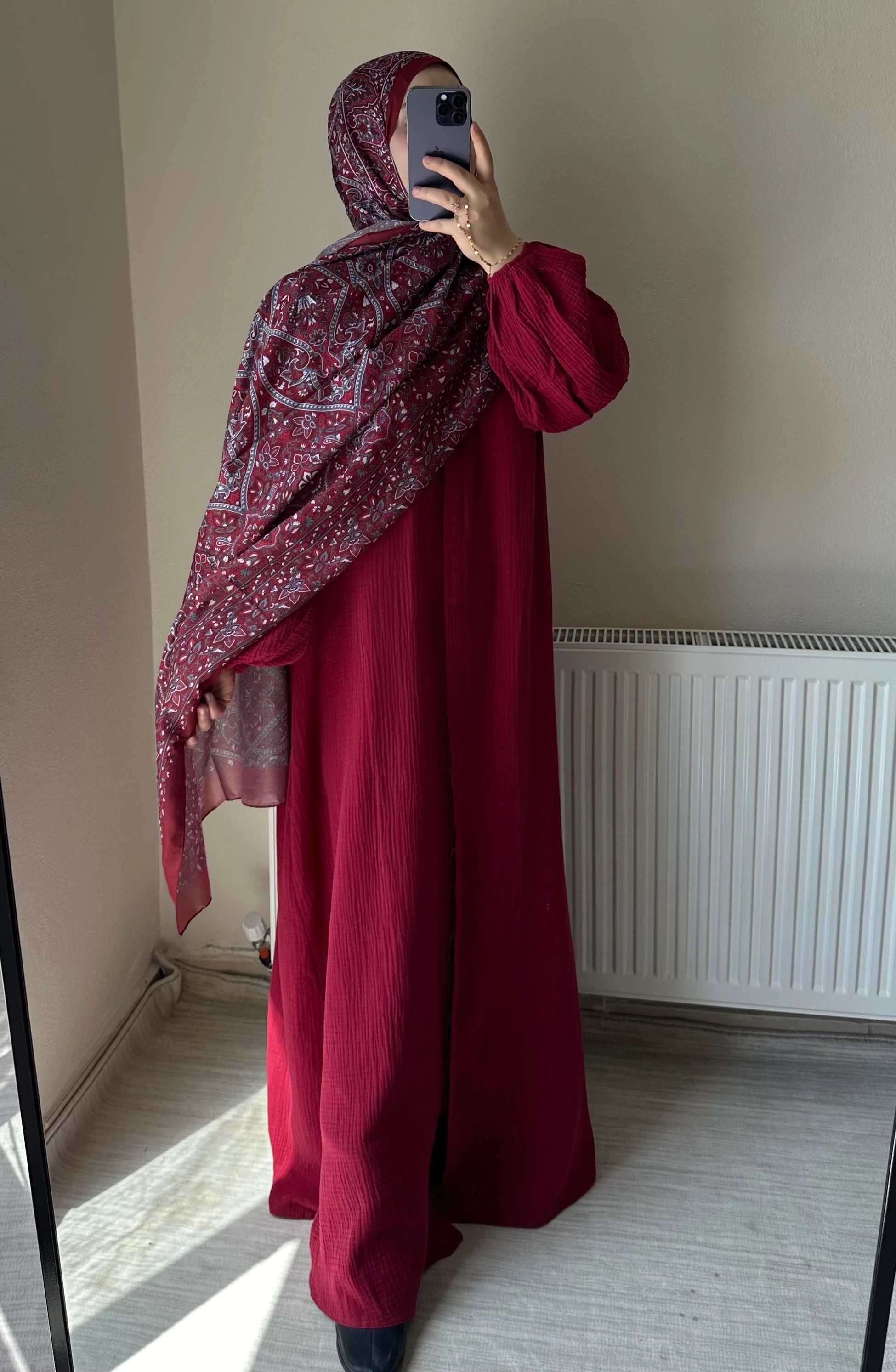 Muslin Dress with Patterned Shawl