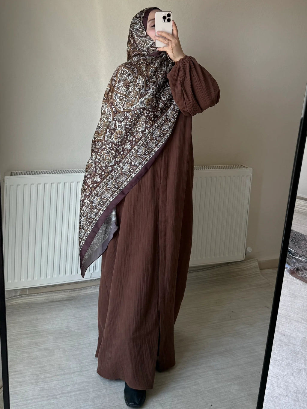 Muslin Dress with Patterned Shawl