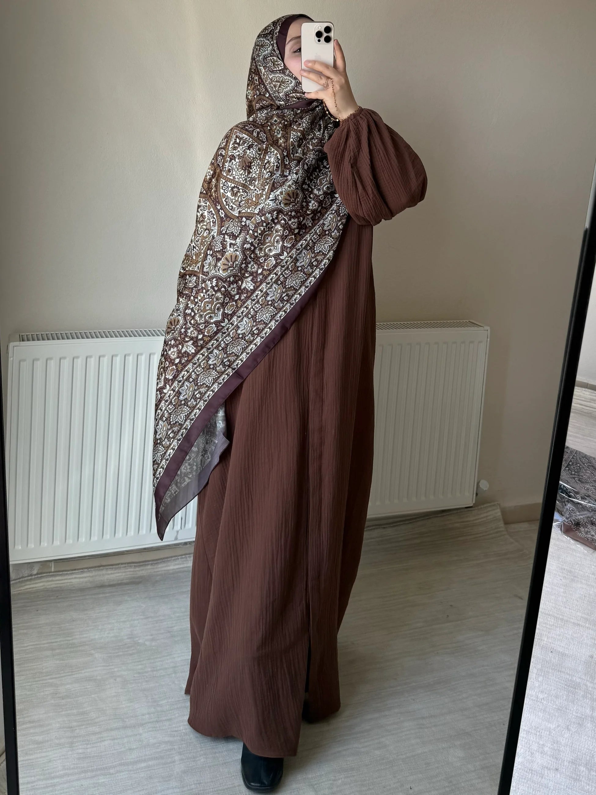 Muslin Dress with Patterned Shawl