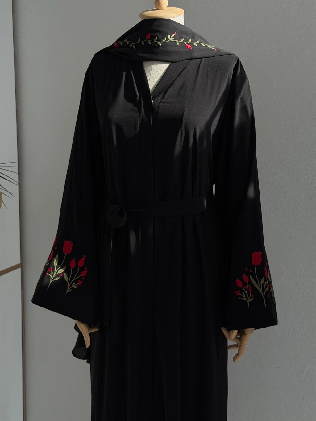 Embroidered Tulip Abaya + Shawl
