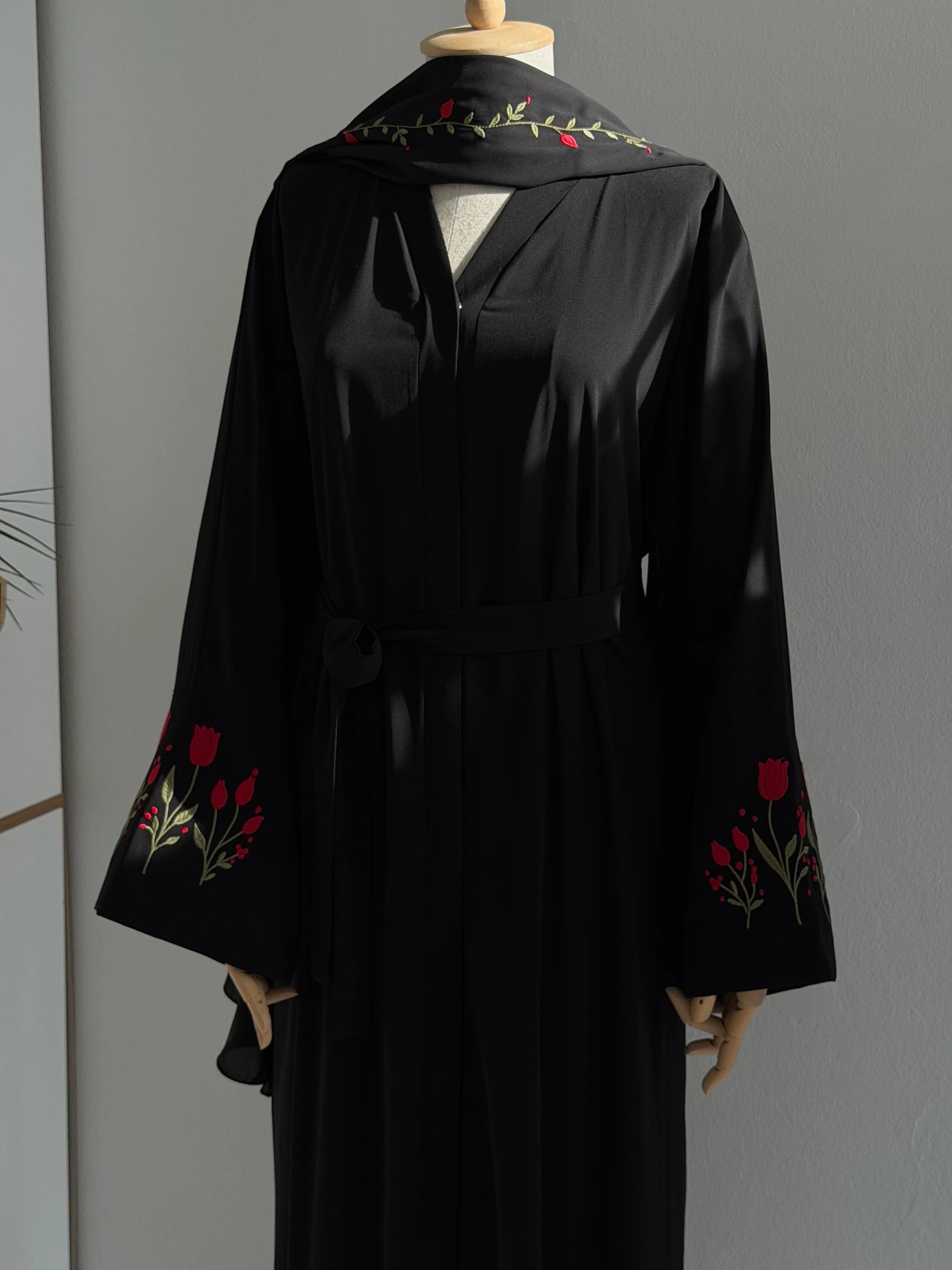 Embroidered Tulip Abaya + Shawl