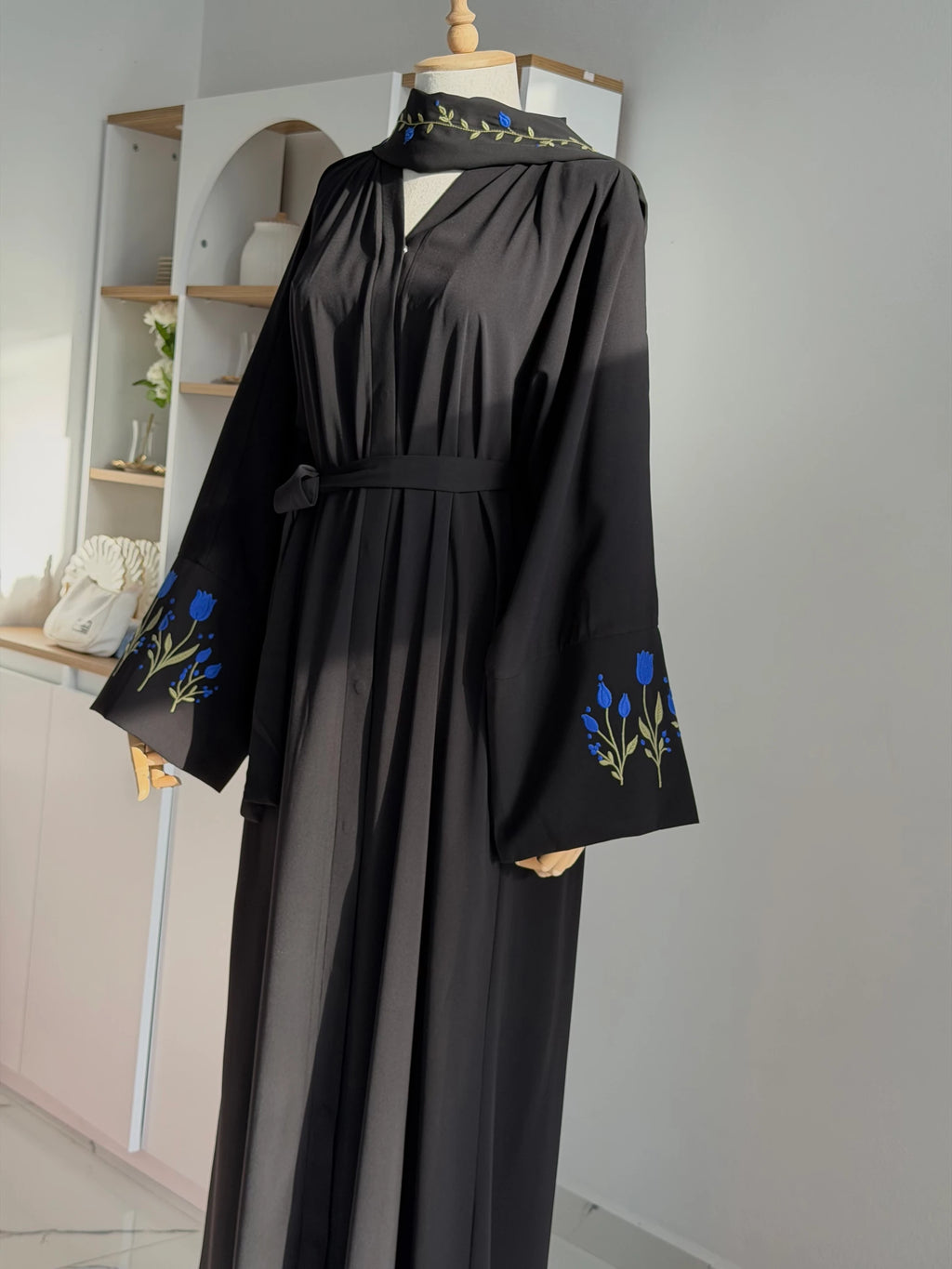 Embroidered Tulip Abaya + Shawl