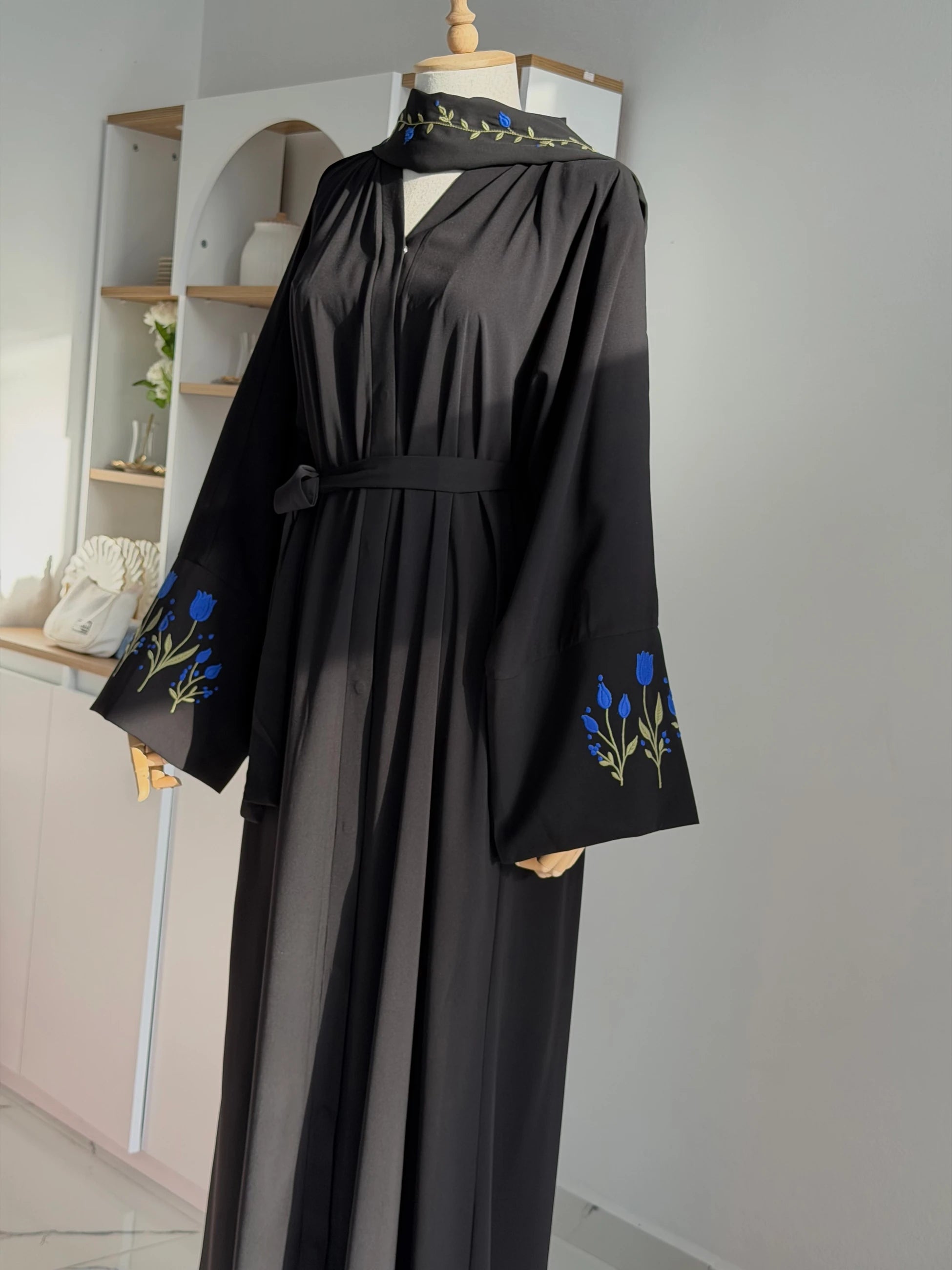 Embroidered Tulip Abaya + Shawl