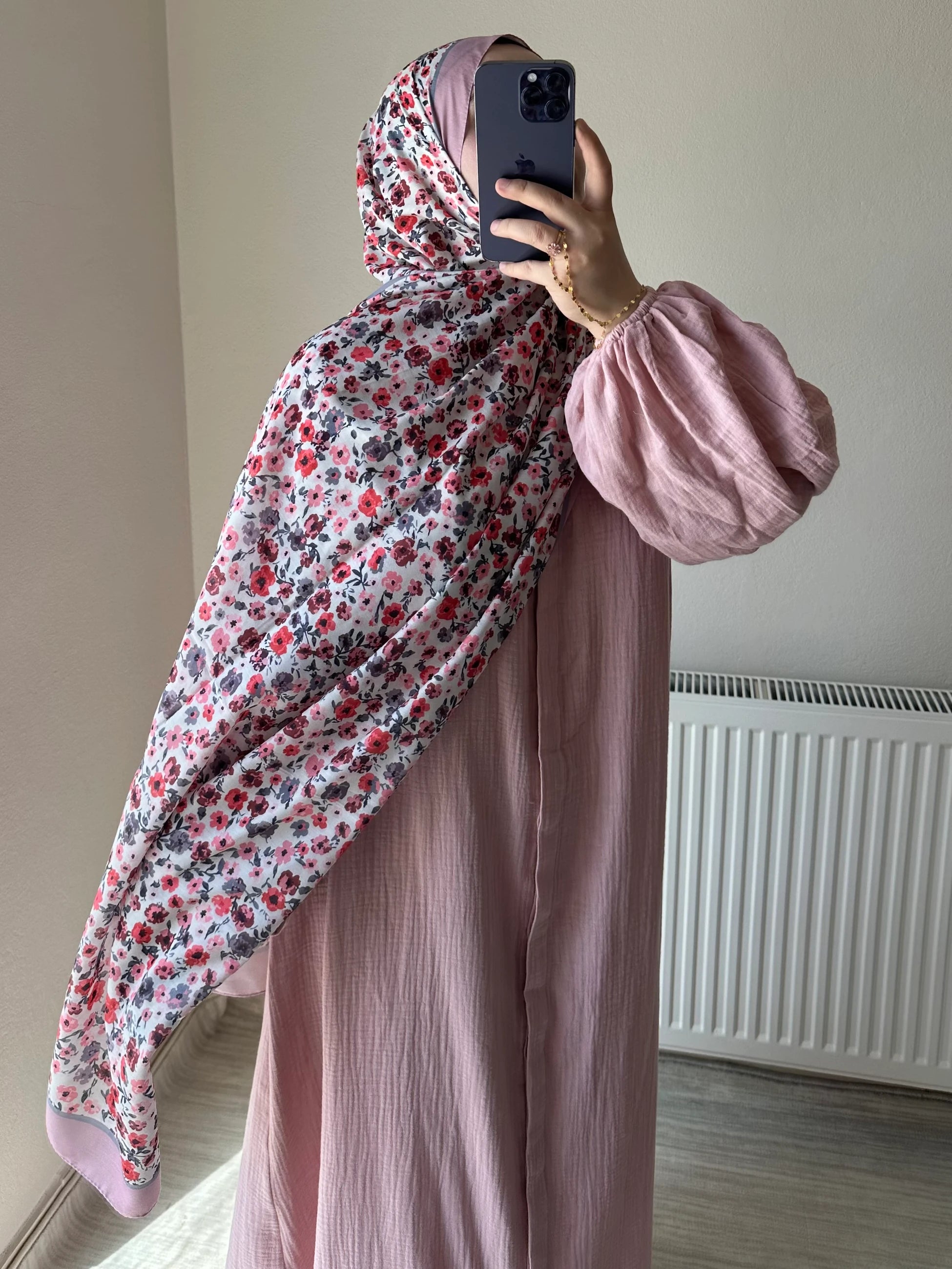 Muslin Dress with Patterned Shawl