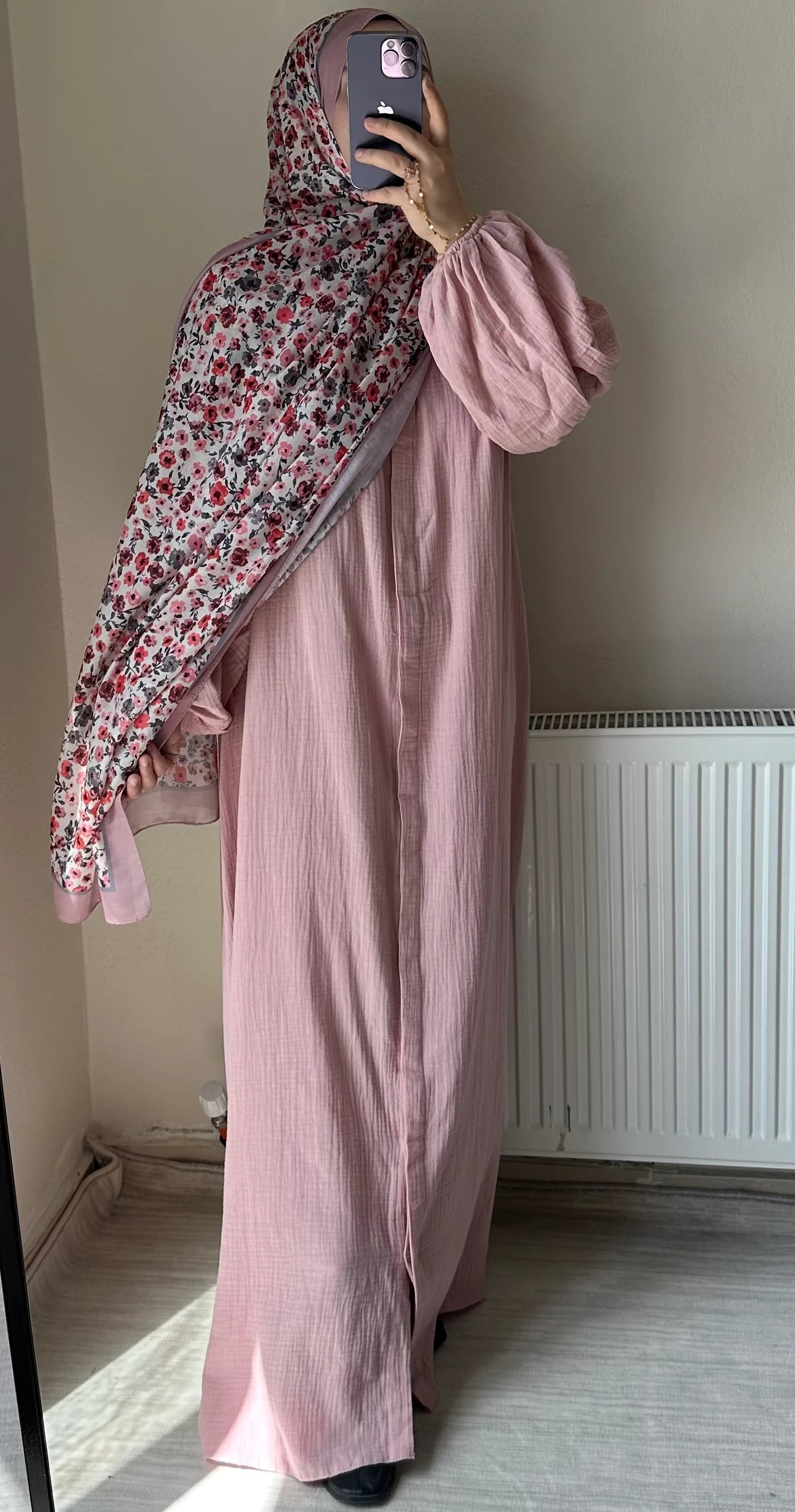 Muslin Dress with Patterned Shawl