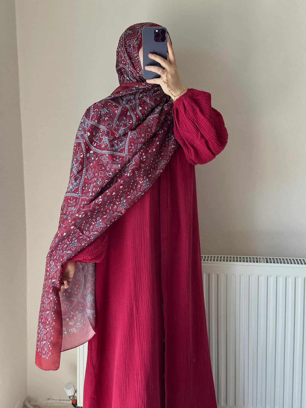 Muslin Dress with Patterned Shawl