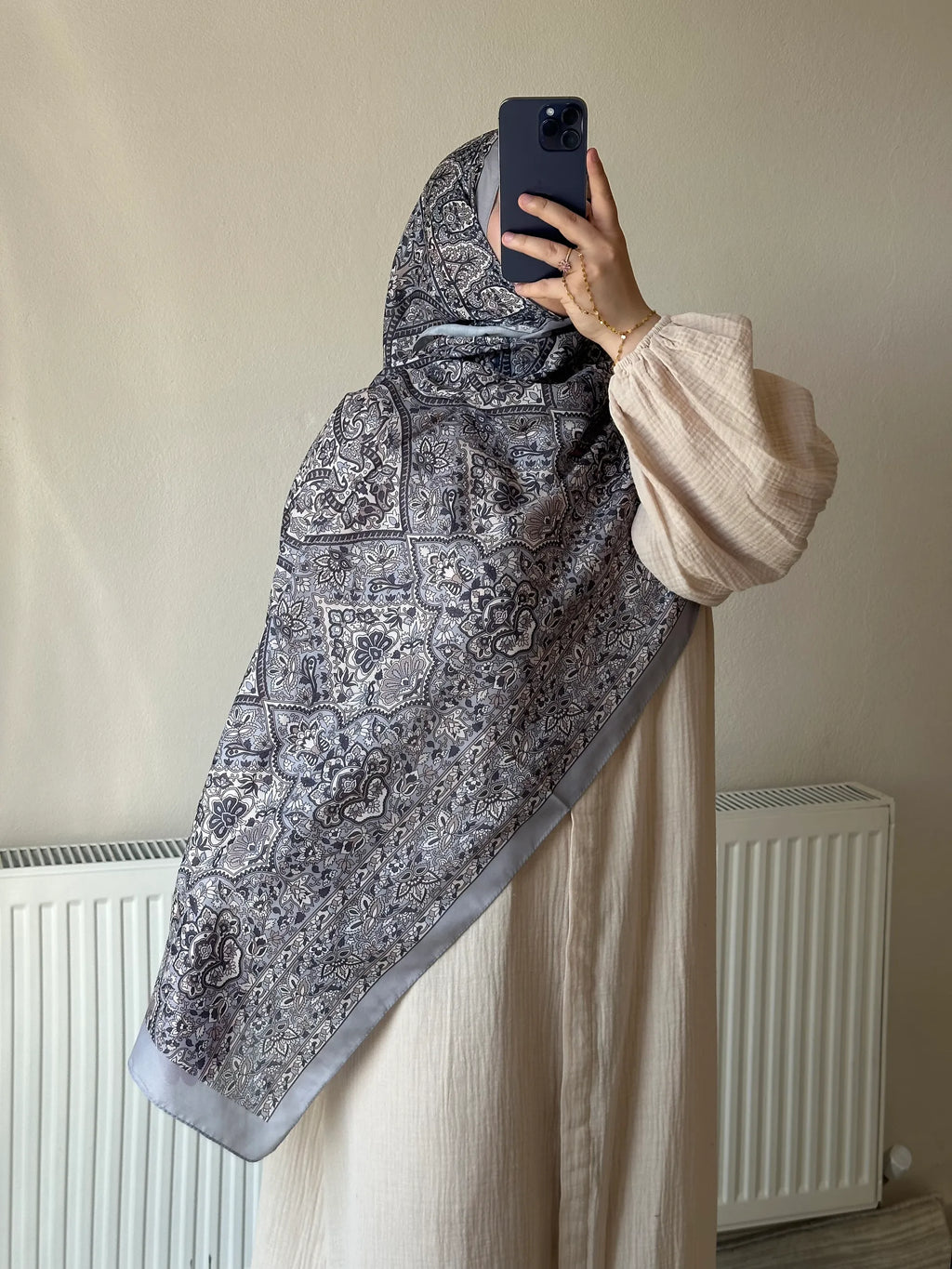 Muslin Dress with Patterned Shawl