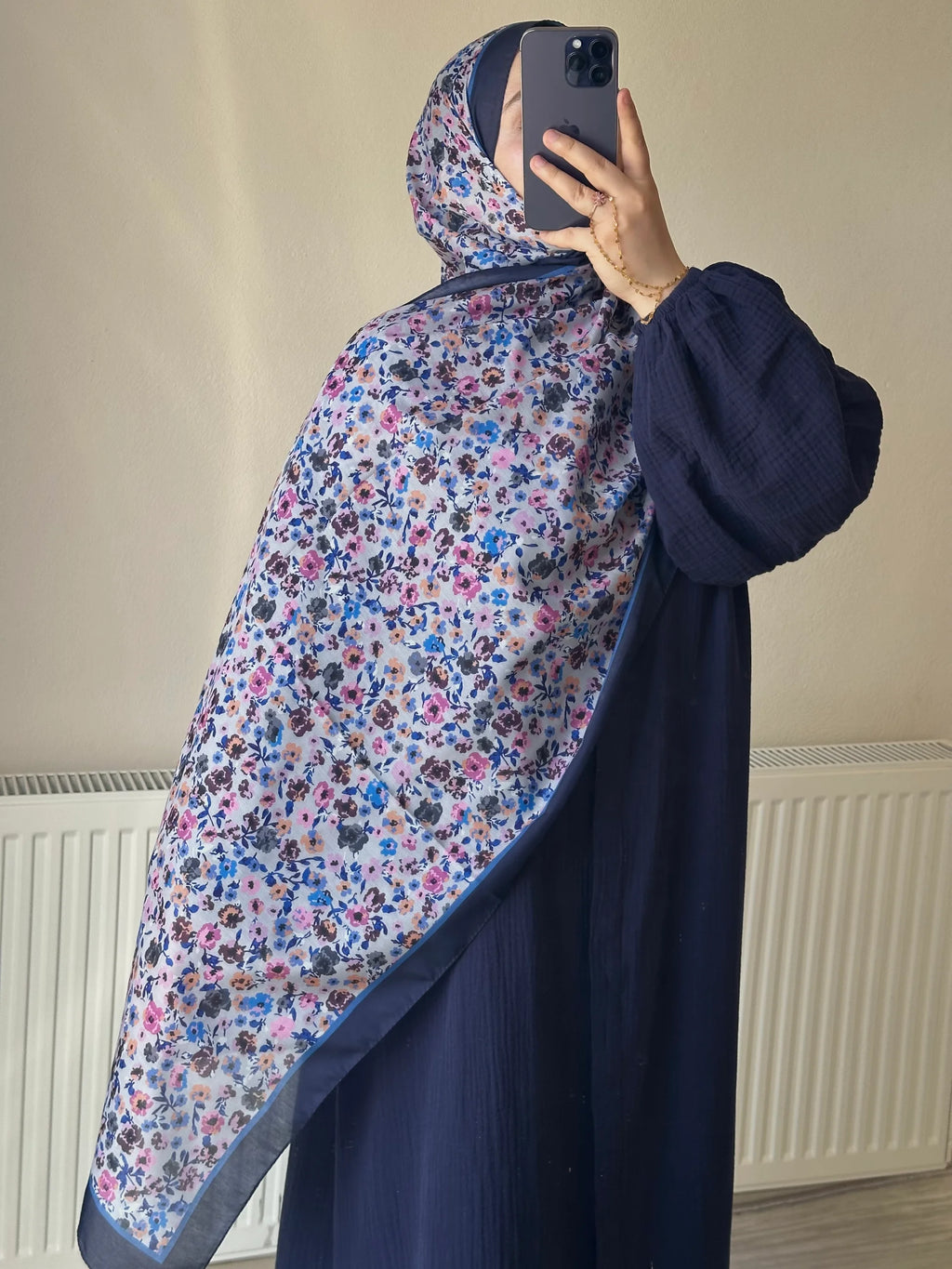 Muslin Dress with Patterned Shawl
