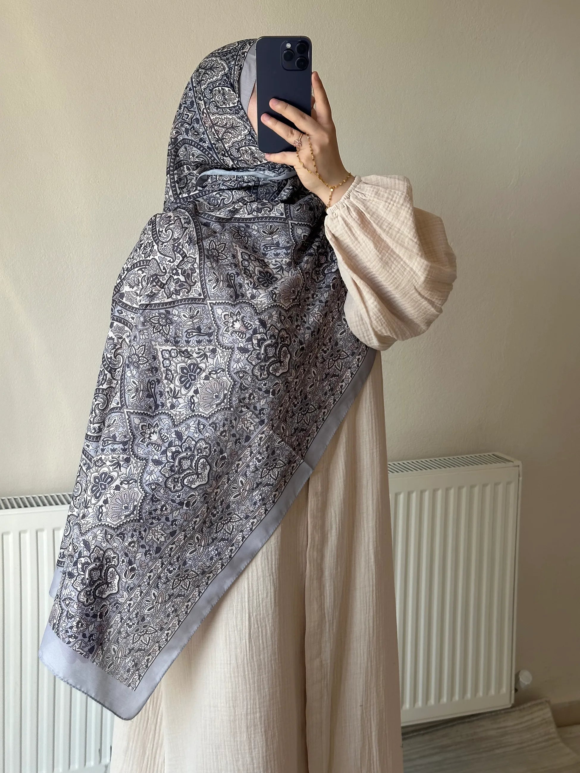 Muslin Dress with Patterned Shawl
